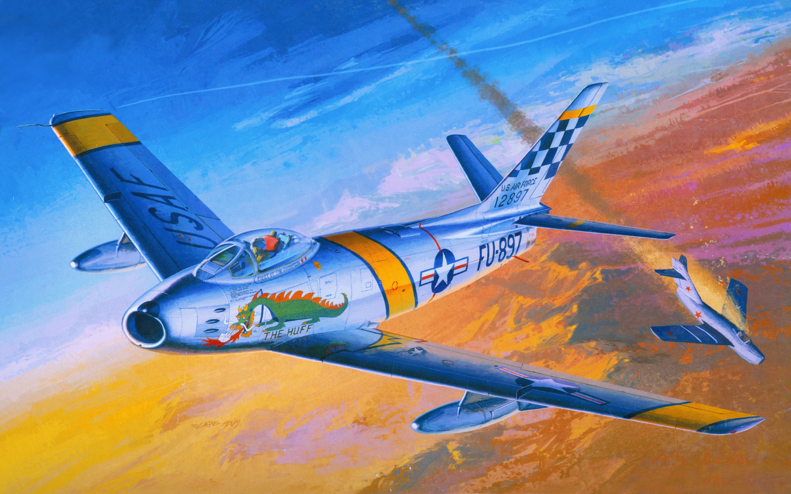 Airplane Painting Art Fighter F 86f Flight Aviation Wallpapers And