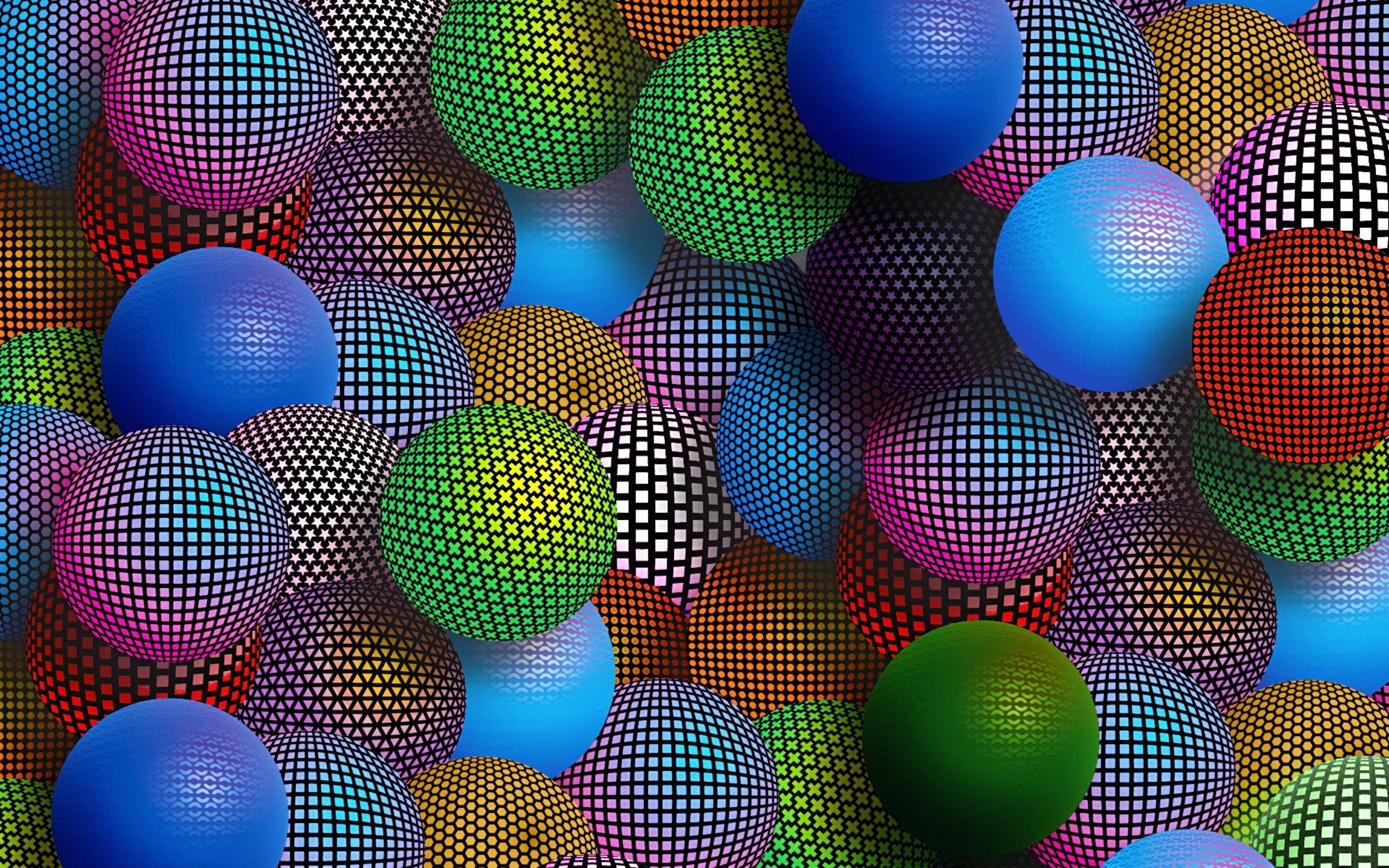 Multicolored Patterned Spheres 3d Wallpaper 2560x1600 ...