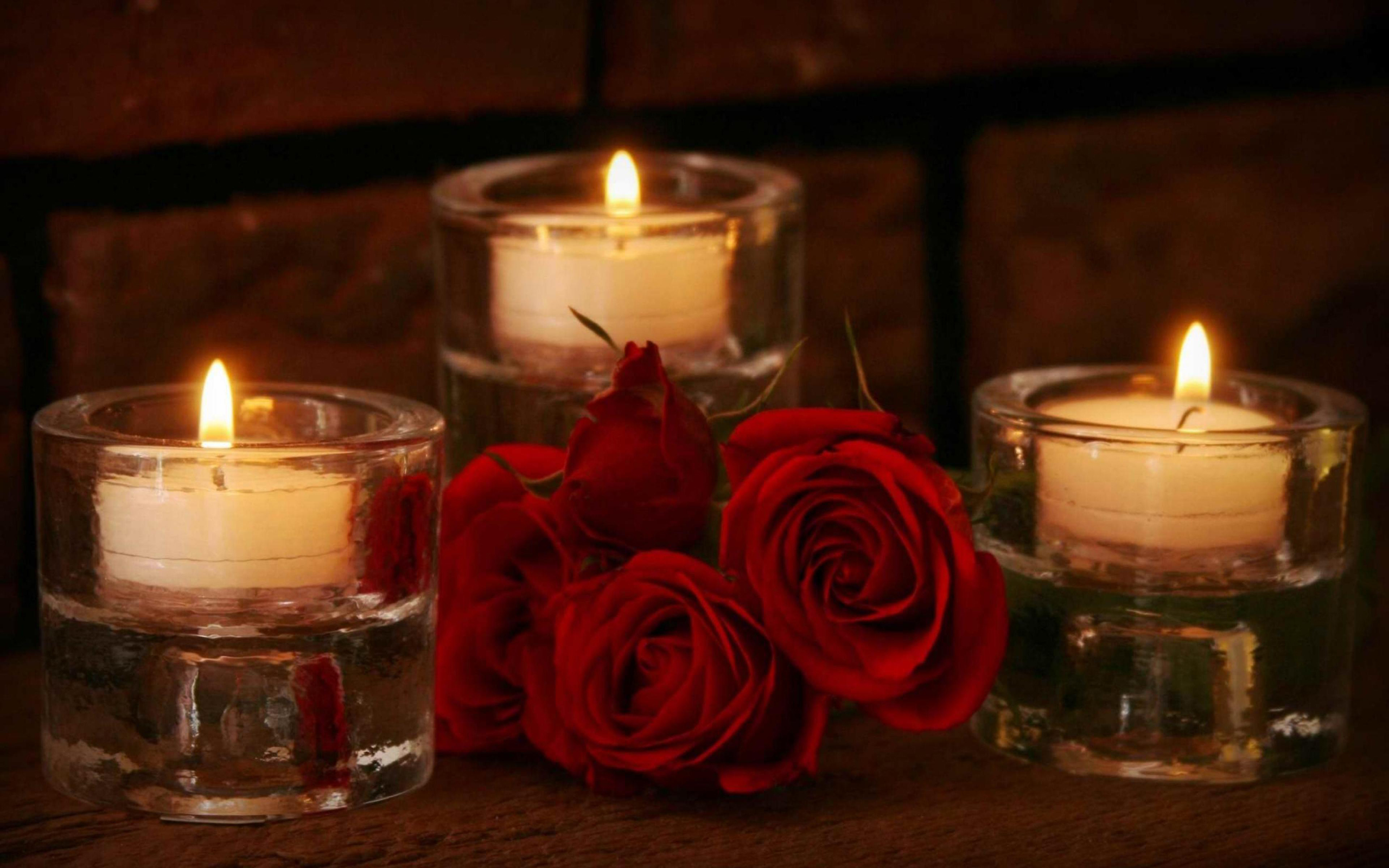Romantic Roses And Candles 021 2560x1600 Hd Wallpaper : Wallpapers13.com
