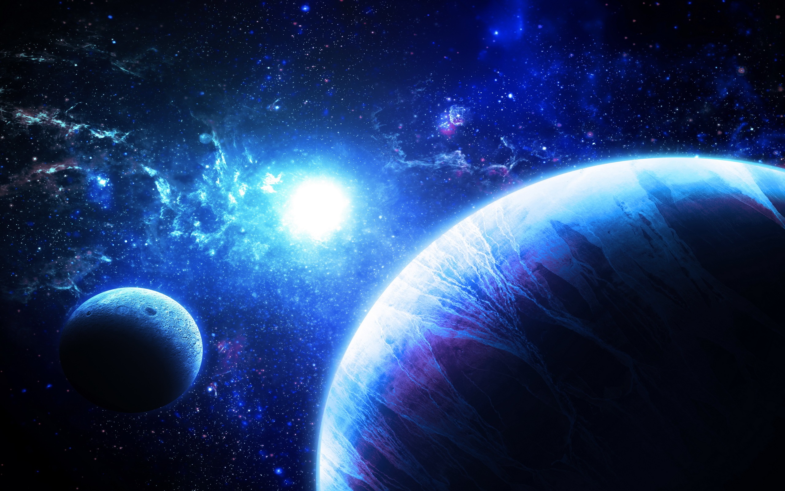 Art Fantasy Planets Stars Galaxies 2560x1600 : Wallpapers13.com