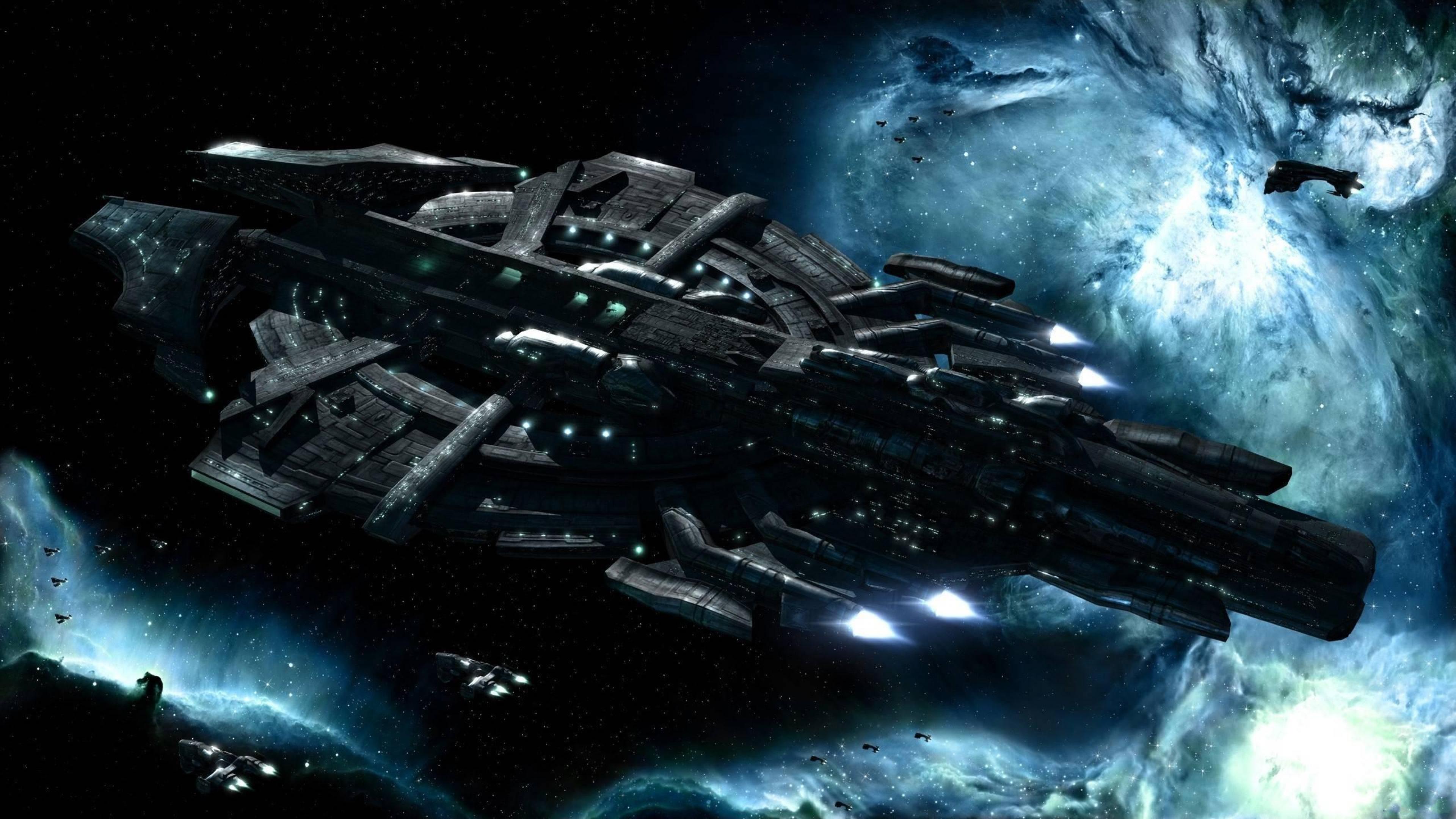 Spaceship-in galactic space-science fiction-Eve-Online Video igriHD
