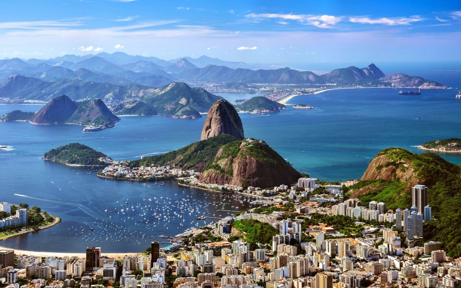 Rio de Zhaneiro Brazil-mountains-sea-city-skyline-Hd Wallpaper