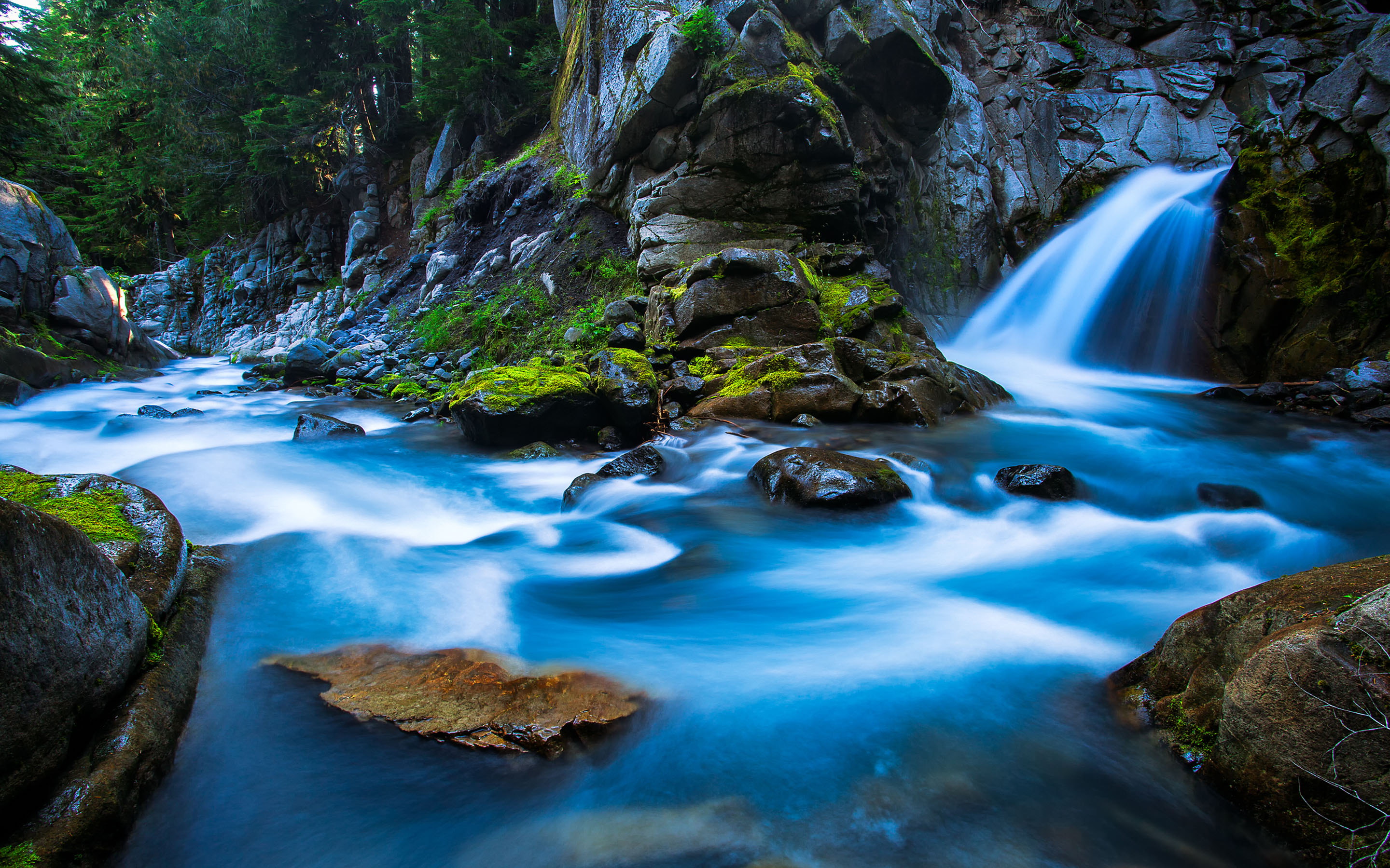 Silver Falls Canyon-Mount-Rainier-National-Park-USA-Beautiful mountain