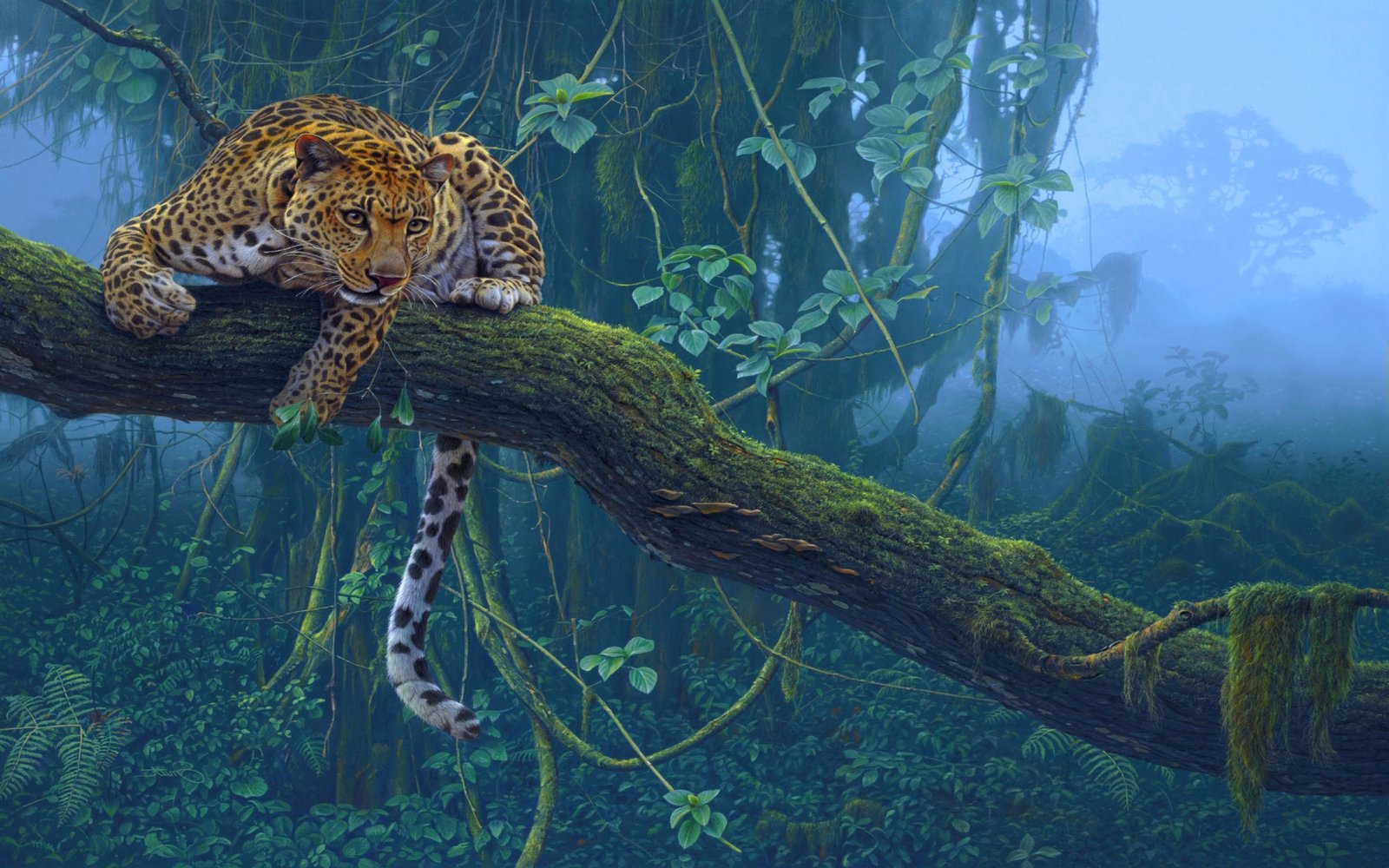Animals Jungle Leopard On Branch Hd Wallpaper 3840x2400 : Wallpapers13.com
