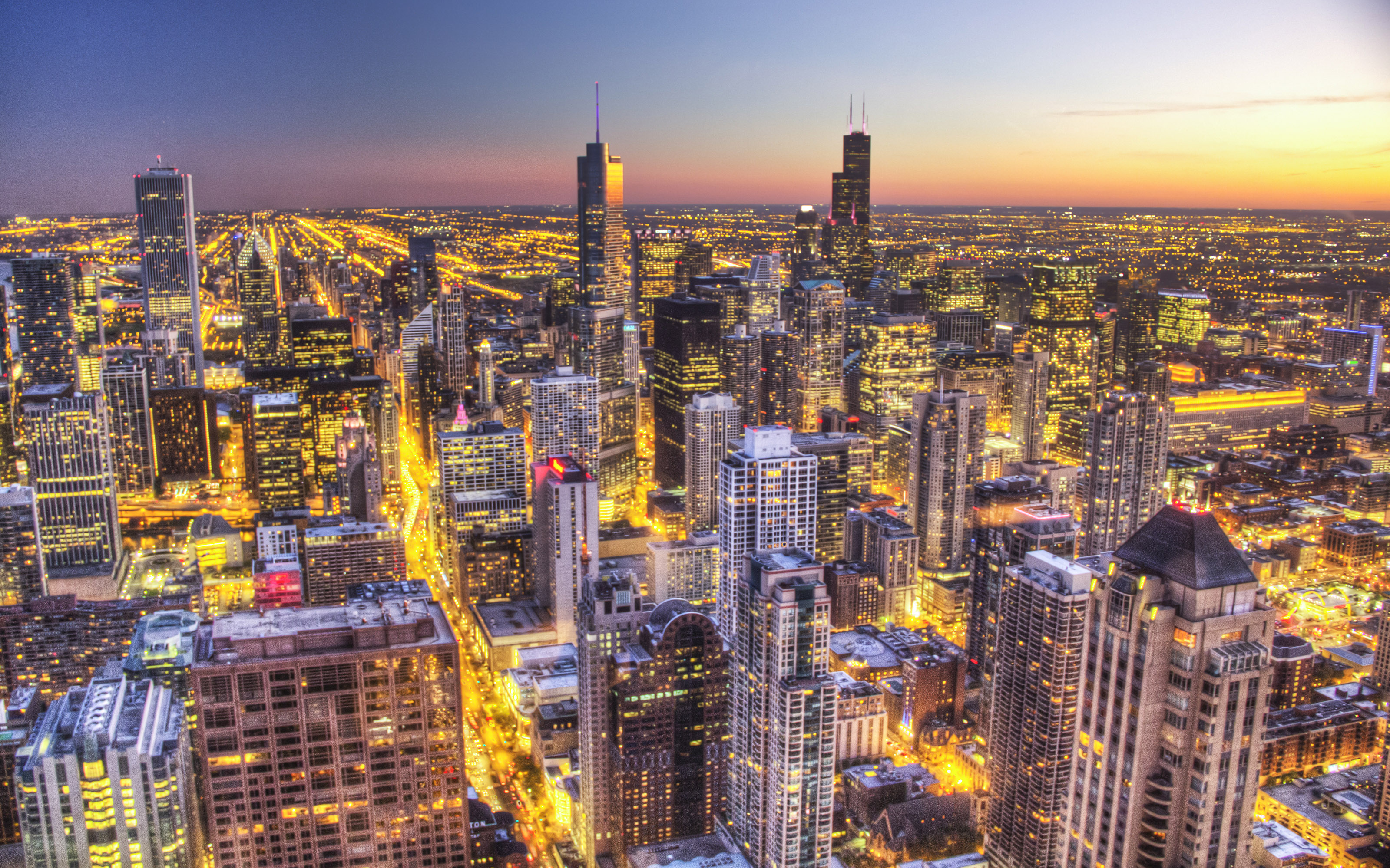 Bright Night City Chicago Is The Most Populous City In The