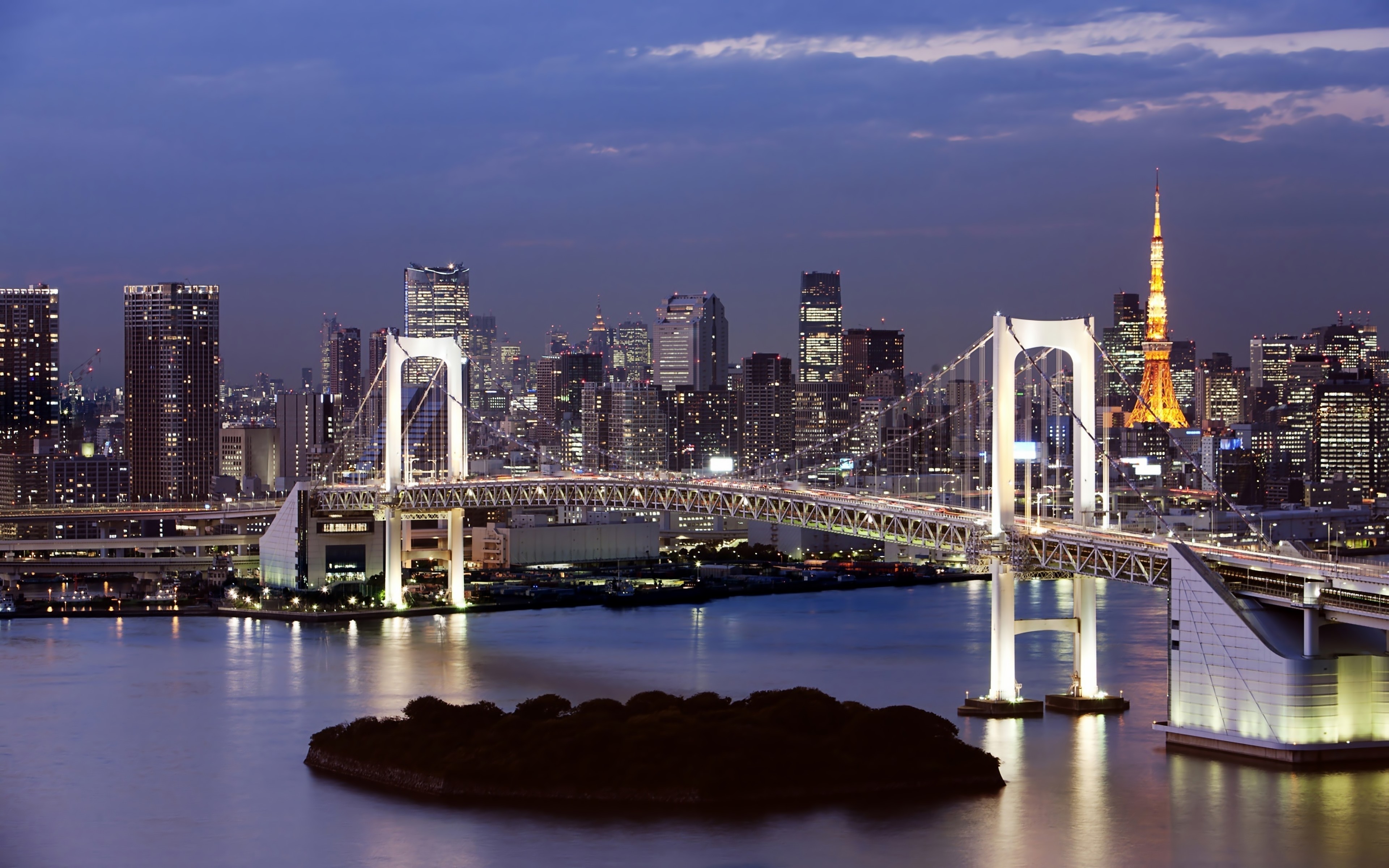 Rainbow Bridge-suspension bridge in Tokyo Bay, Japan-Desktop HD