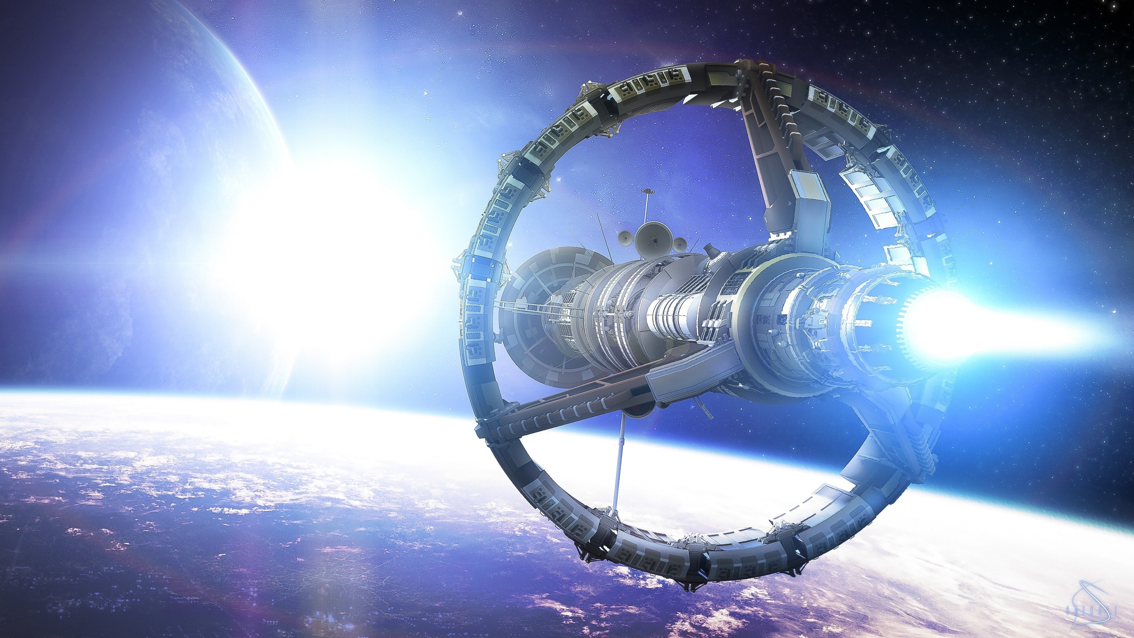 Space Ship Between Planetary Journey Through Space 4k Ultra Hd ...