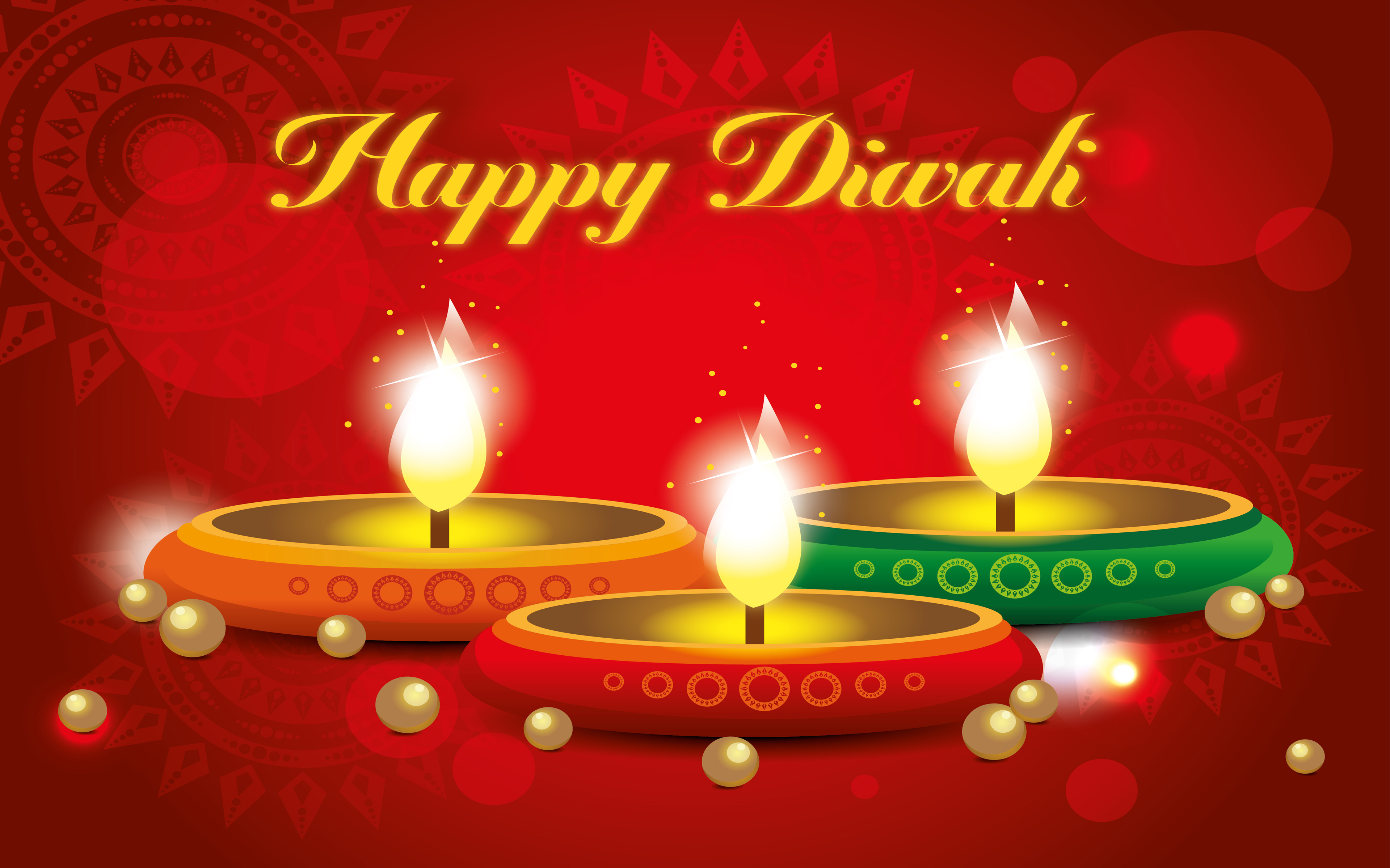 Diwali-Diya-Colorful-Decoration-HD-Wallpapers-3840x2400 : Wallpapers13.com
