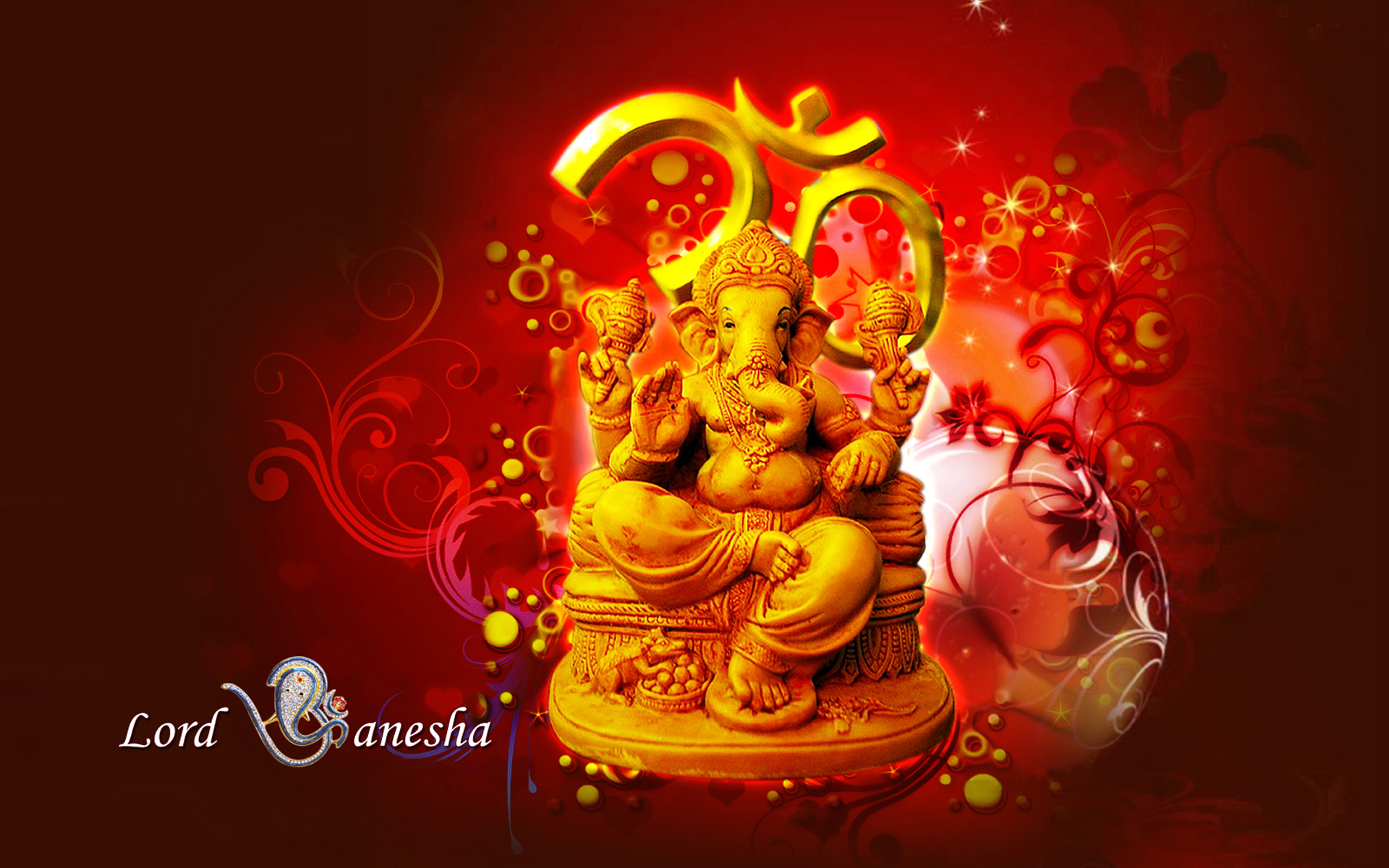 Lord Ganesha Hindu Hd Wallpaper Red And Yellow Color ...