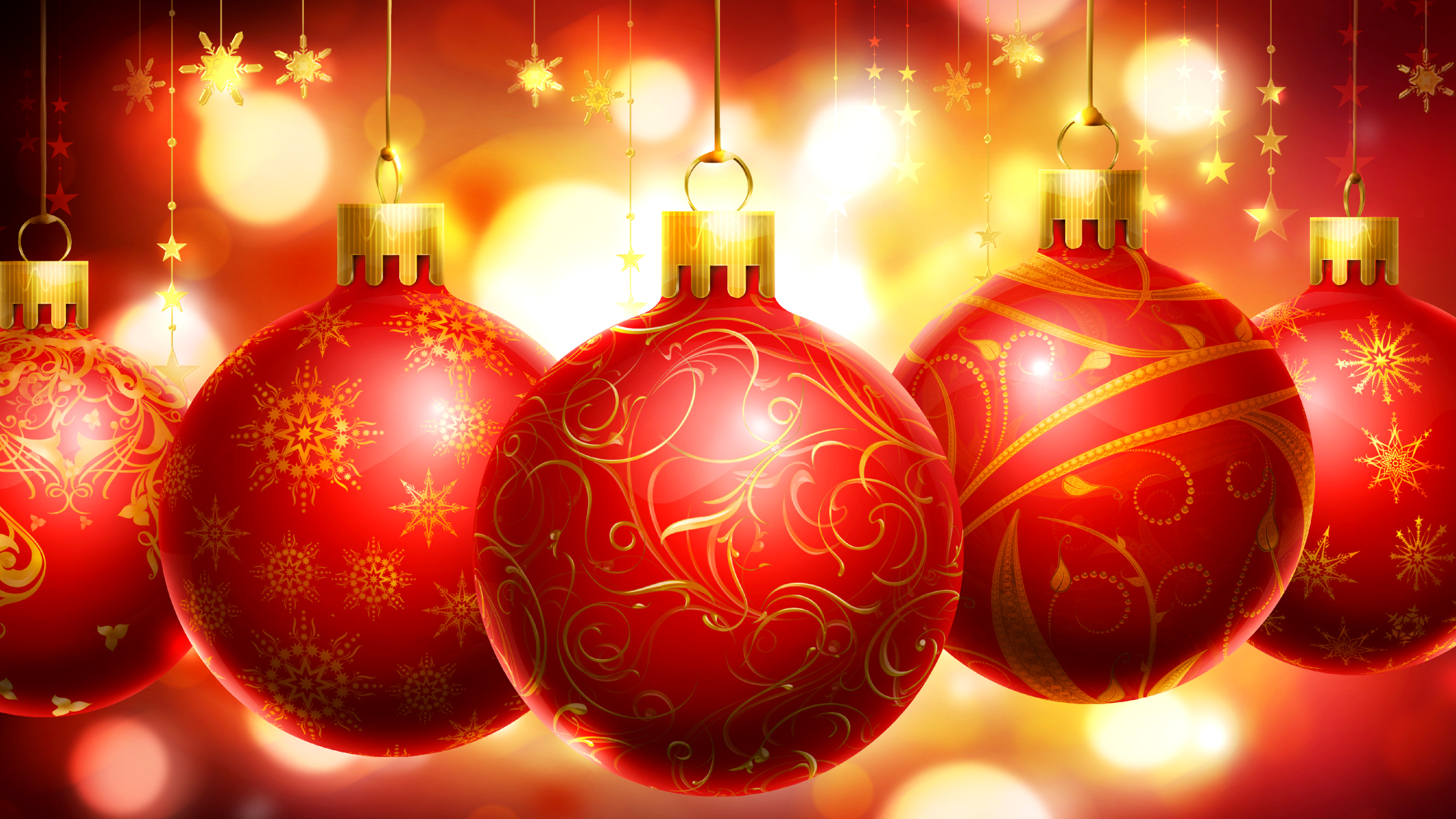 Merry Christmas Christmas Decorations Red Hd Wallpaper For Desktop 2560x1440 : 0