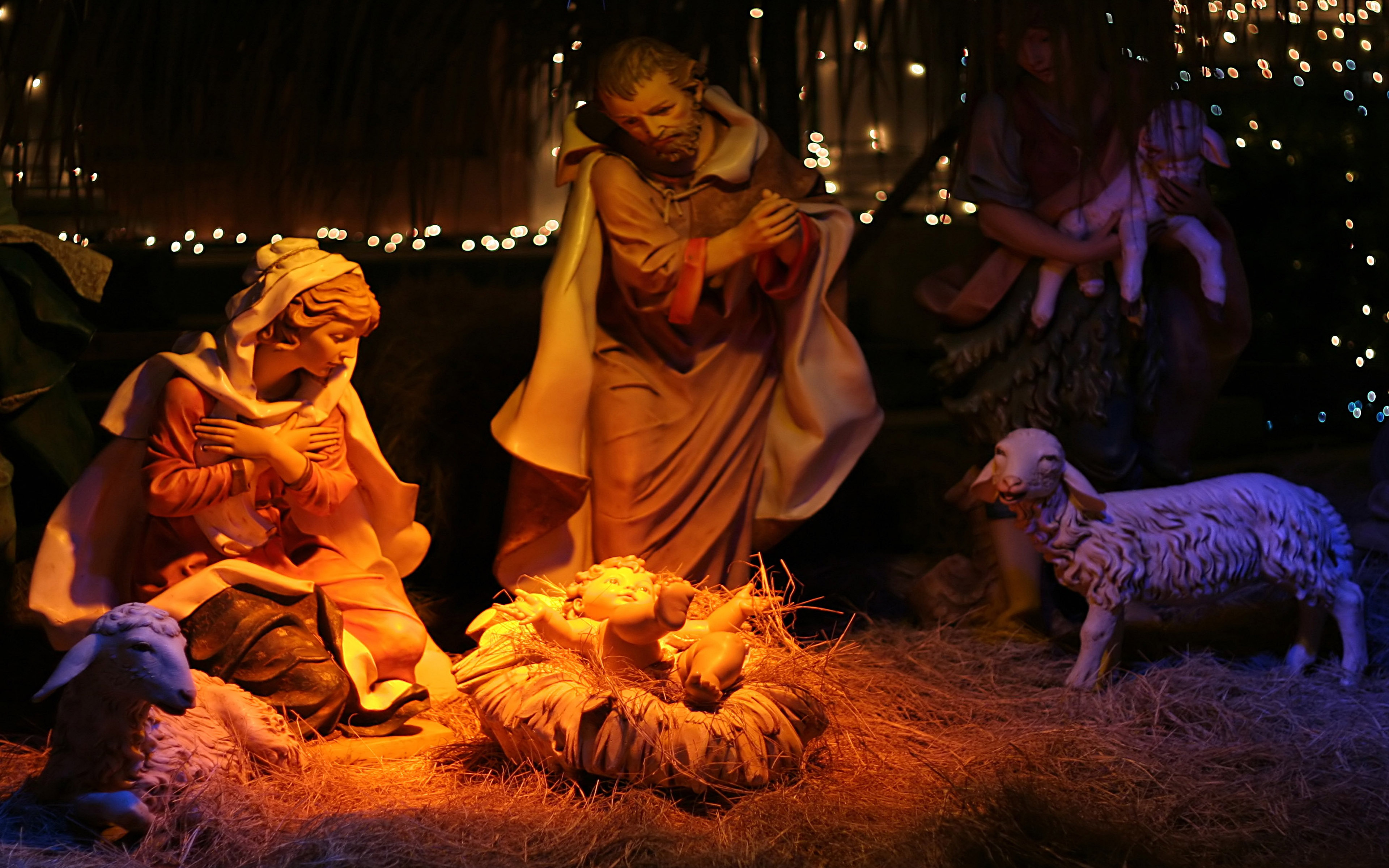Christmas Eve The Birth Of Jesus Christ Desktop Hd Wallpaper 3840x2400
