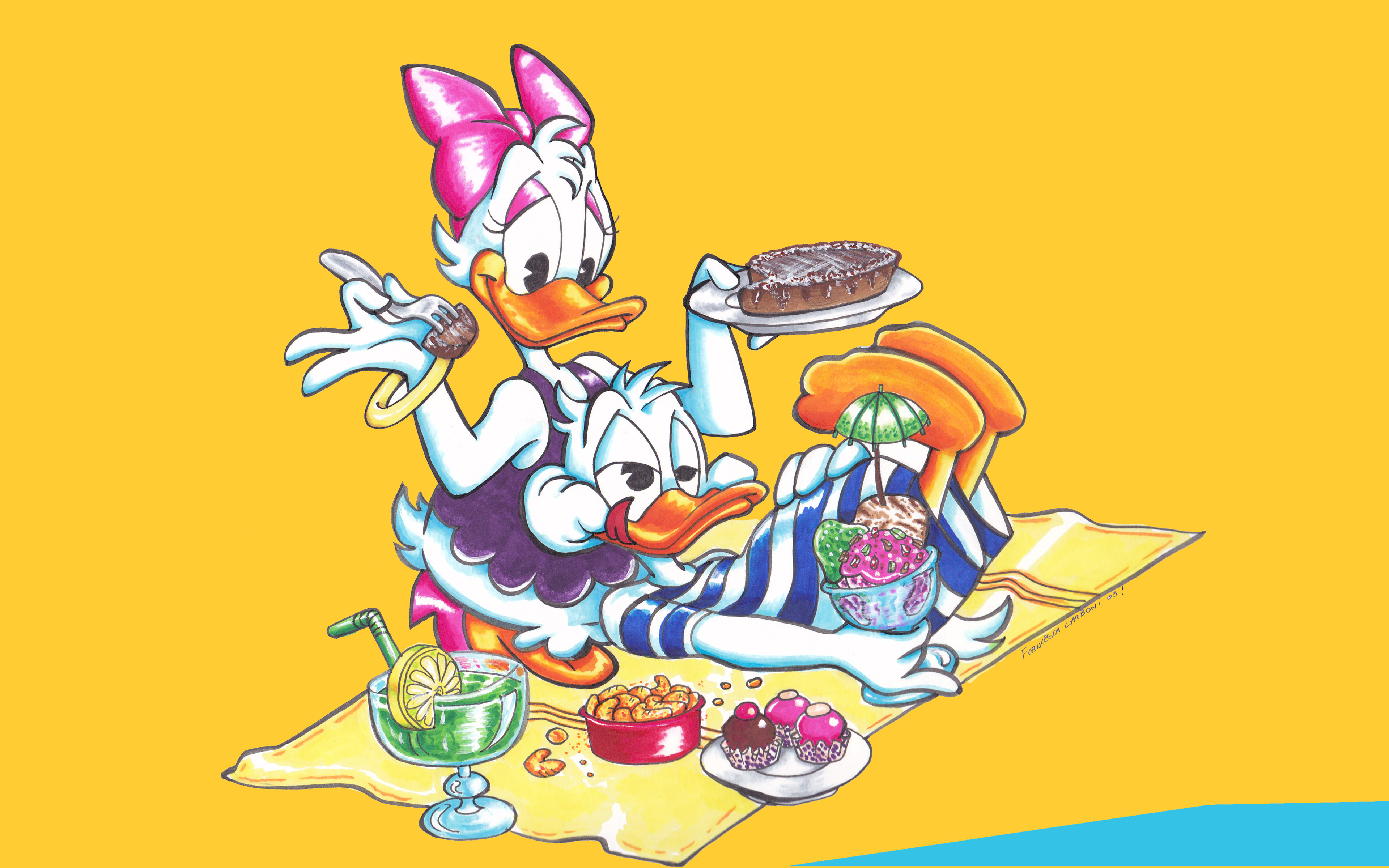Disney Donald Duck And Daisy Duck Picnic Desktop Wallpaper Hd