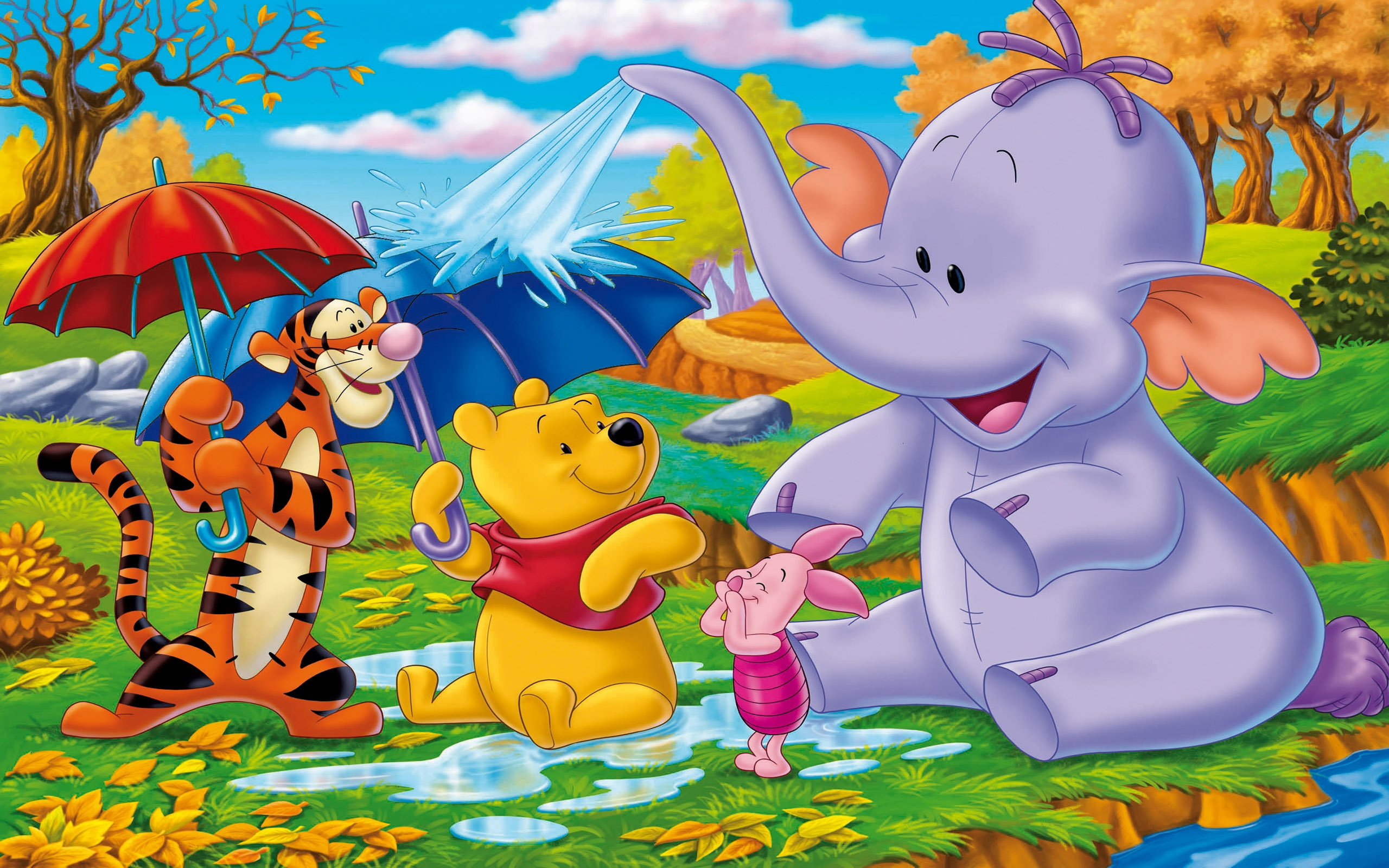 Winnie The Pooh Piglet Elephant Tigar Cartoon Kids Game Spraying Water