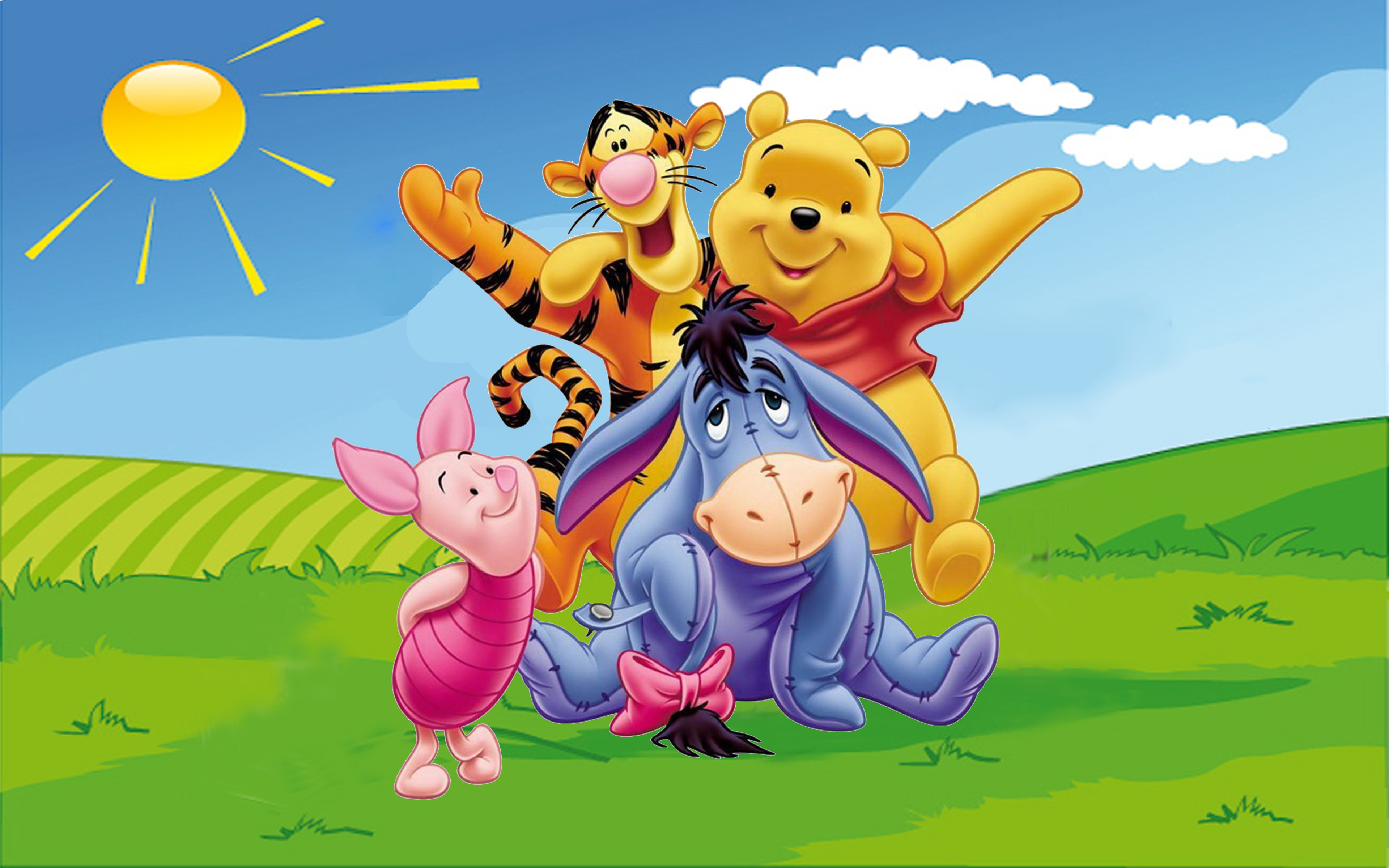Winnie The Pooh Tigger Piglet Eeyore Gray Donkey Desktop Hd Wallpaper