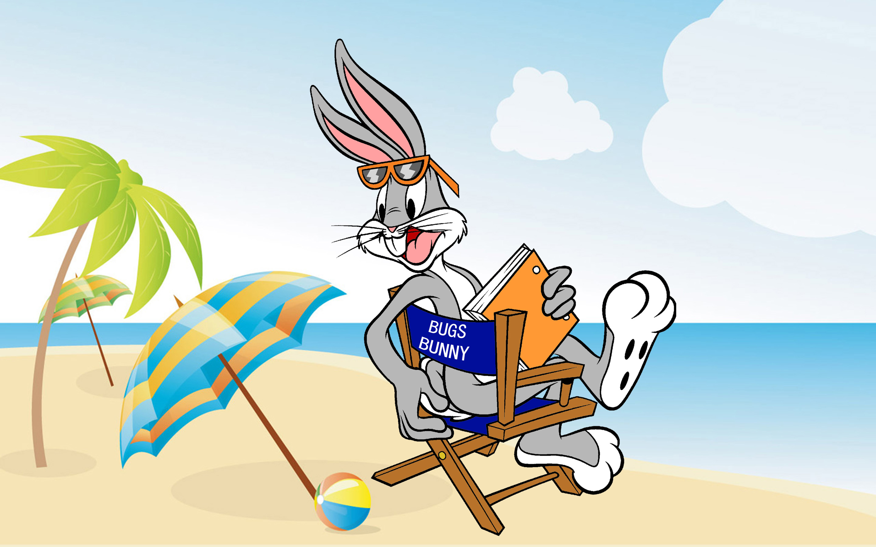 Bugs Bunny Looney Tunes Annual Holiday Vacation Beach Sand Sea Umbrella