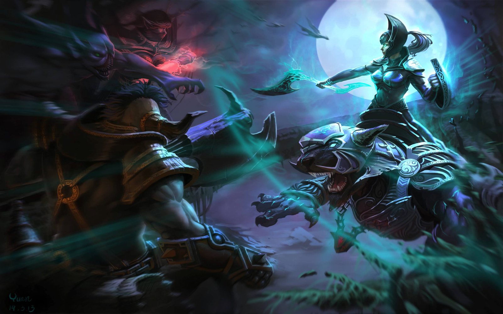 Night Stalker Night Battle Magic Woman Luna Dota 2 Heroes Game