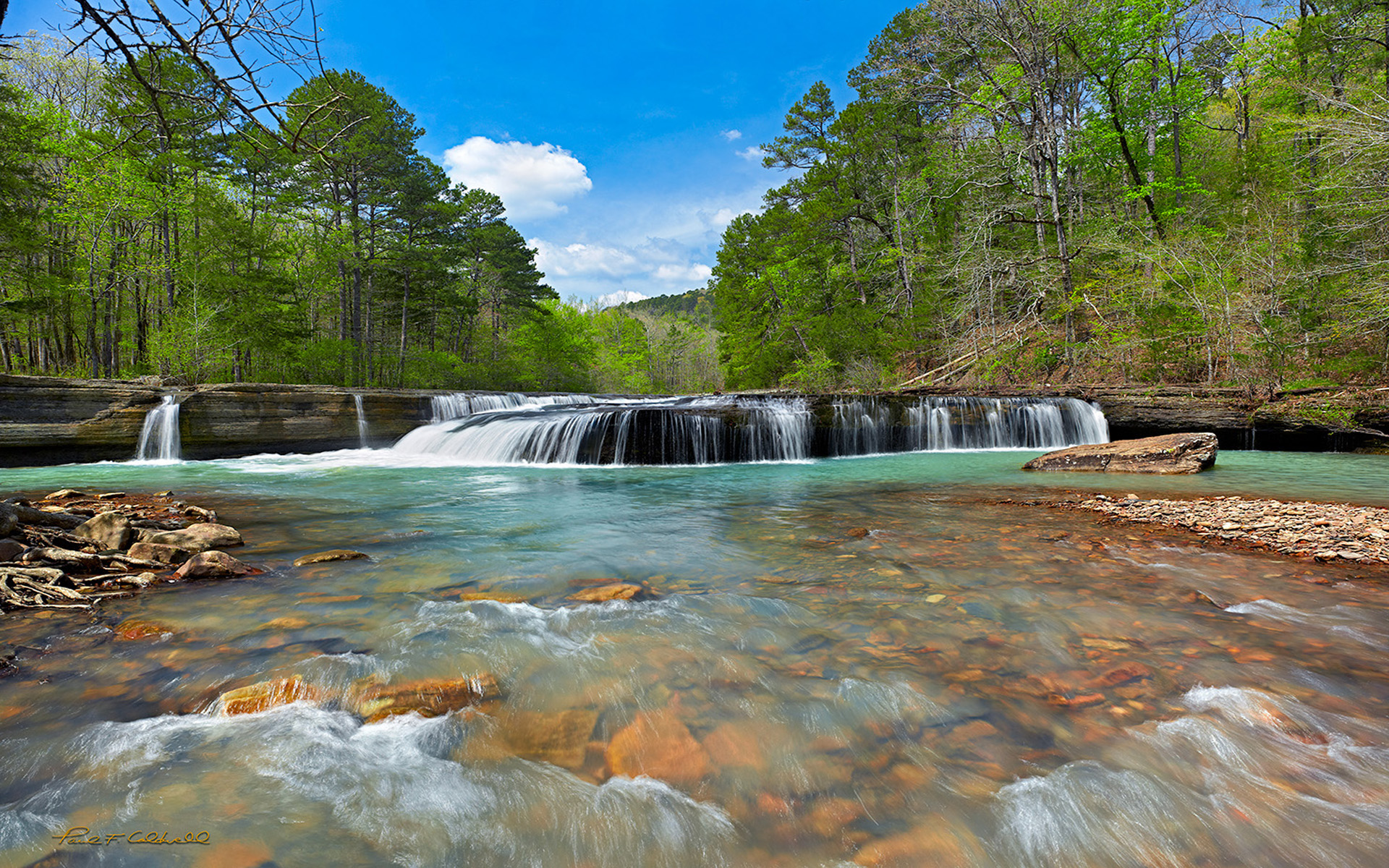 Haw Creek Falls In The Arkansas Ozarks Spring Landscape Hd