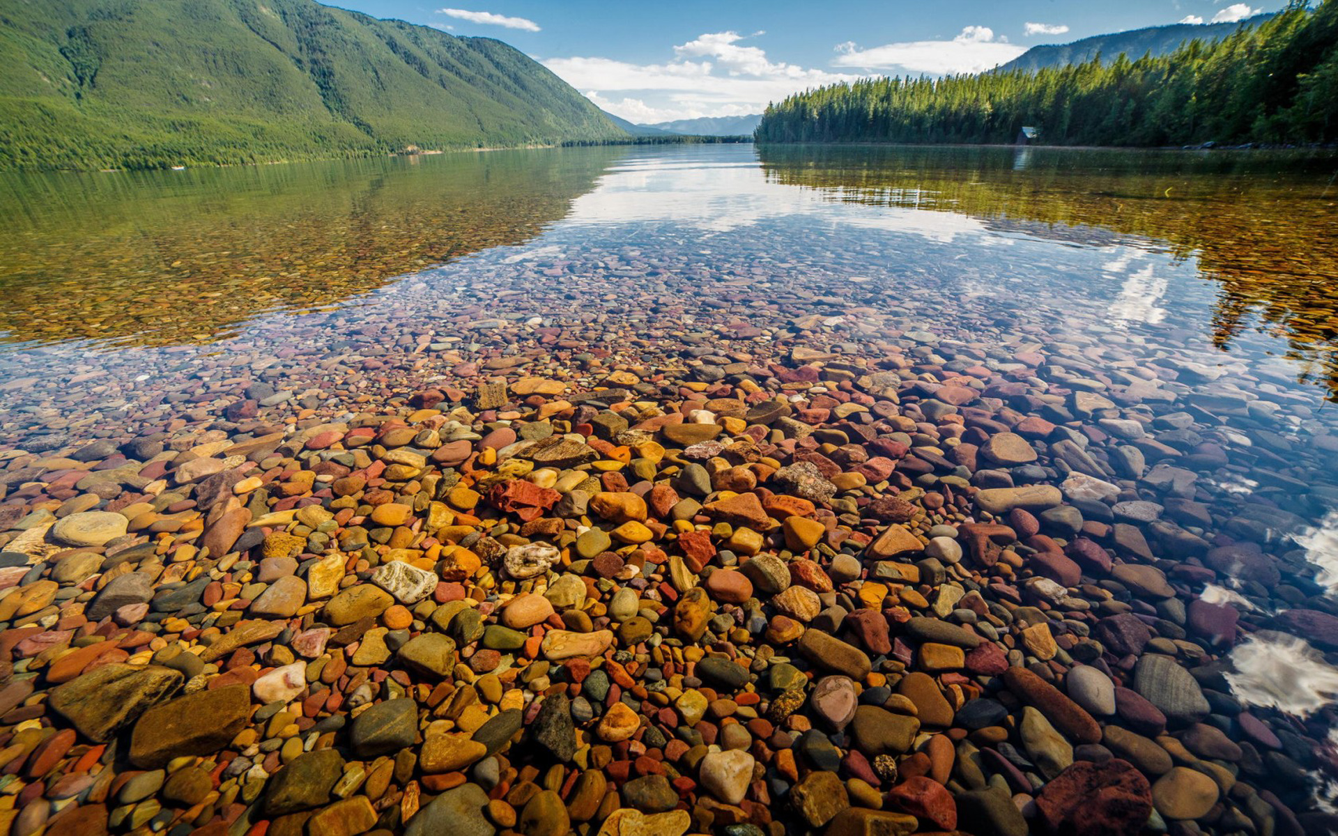 Lake Mcdonald Glacier National Park Clear Water Gravel Colored Stones