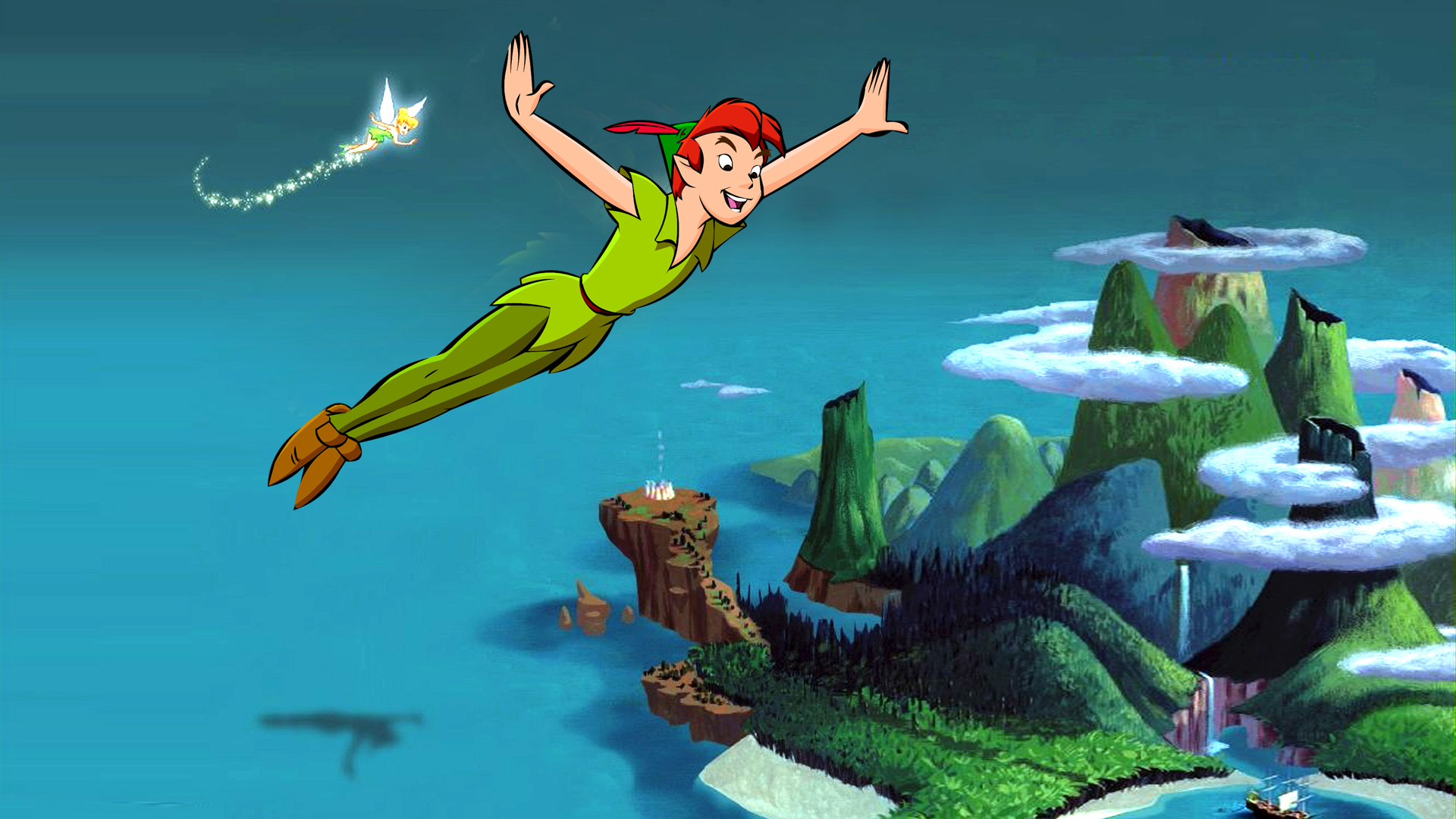 Peter Pan And Tinker Bell Cartoon Photo Walpaper Hd 1920x1080