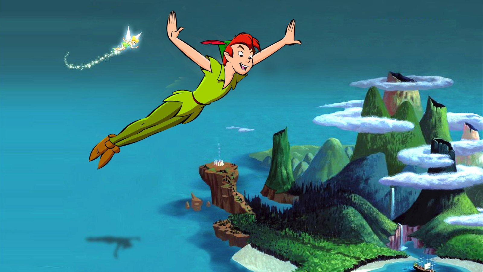 Peter Pan And Tinker Bell Cartoon Photo Walpaper Hd 1920x1080