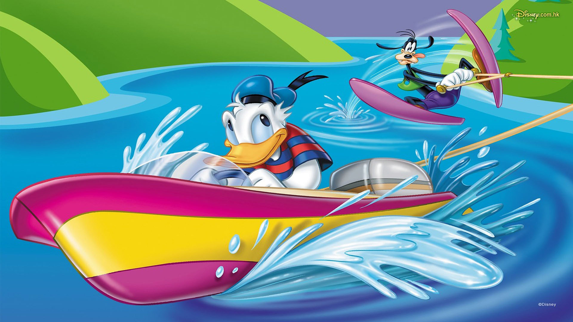 Donald Duck And Goofy Water Skiing Photo Collection Wallpaper Disney
