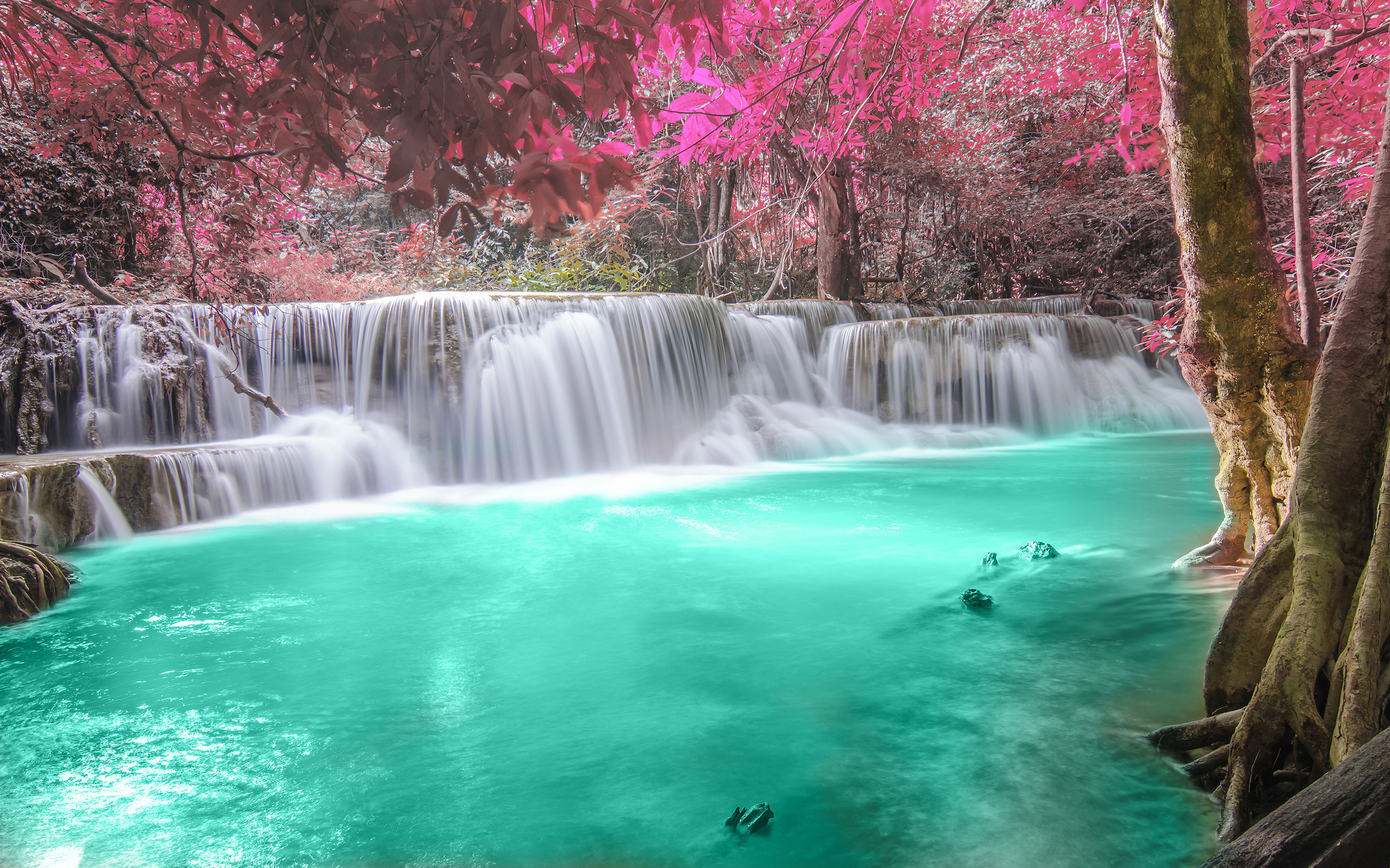 Thailand Srinagarindra National Park Huay Mae Khamin Waterfall With