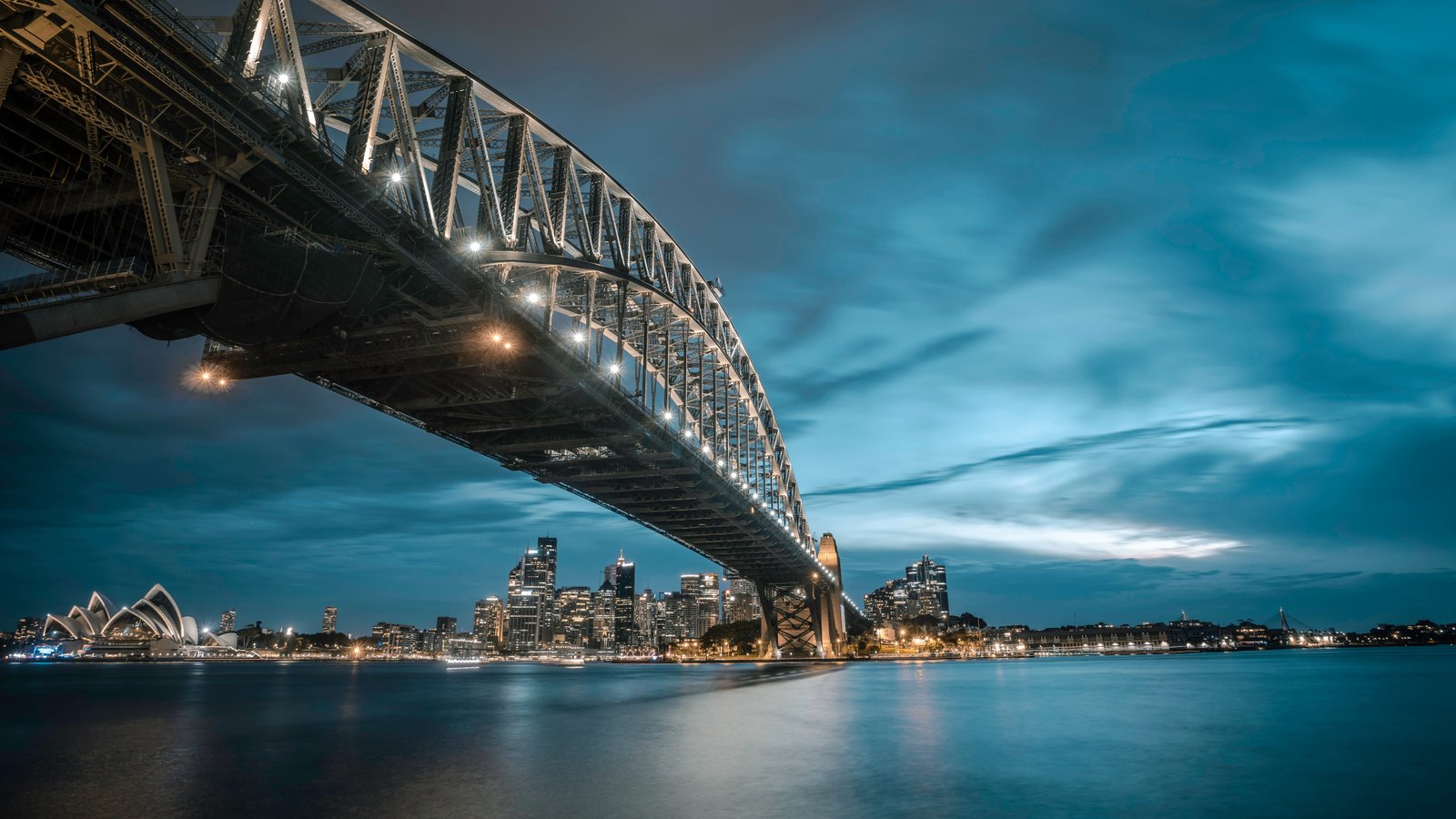 Sydney Harbor Bridge Sydney Ausralia Skyline Night Skyscrapers 4k Ultra