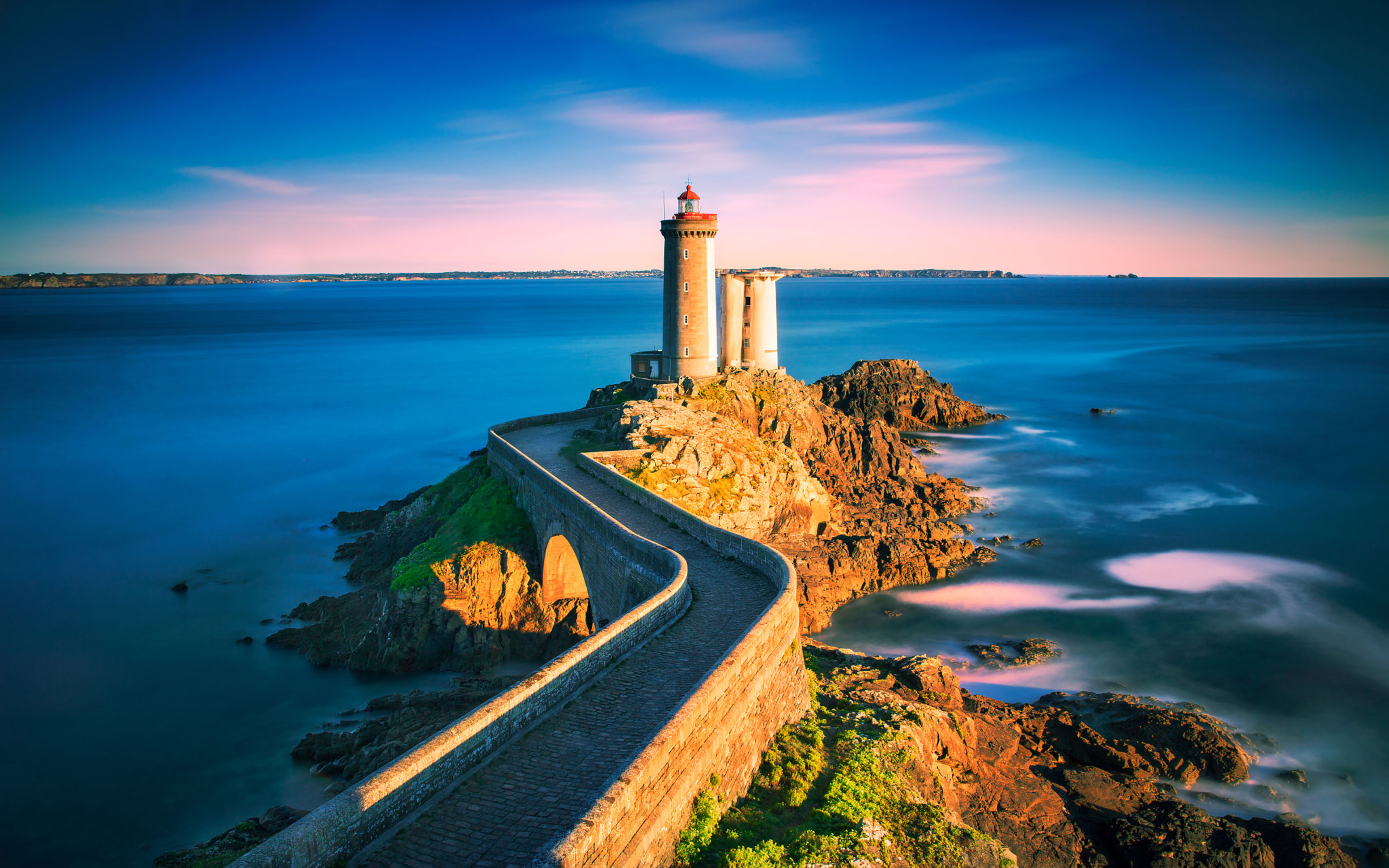 Phare Du Petit Minou Lighthouse In The Roadstead Of Brest Stands In