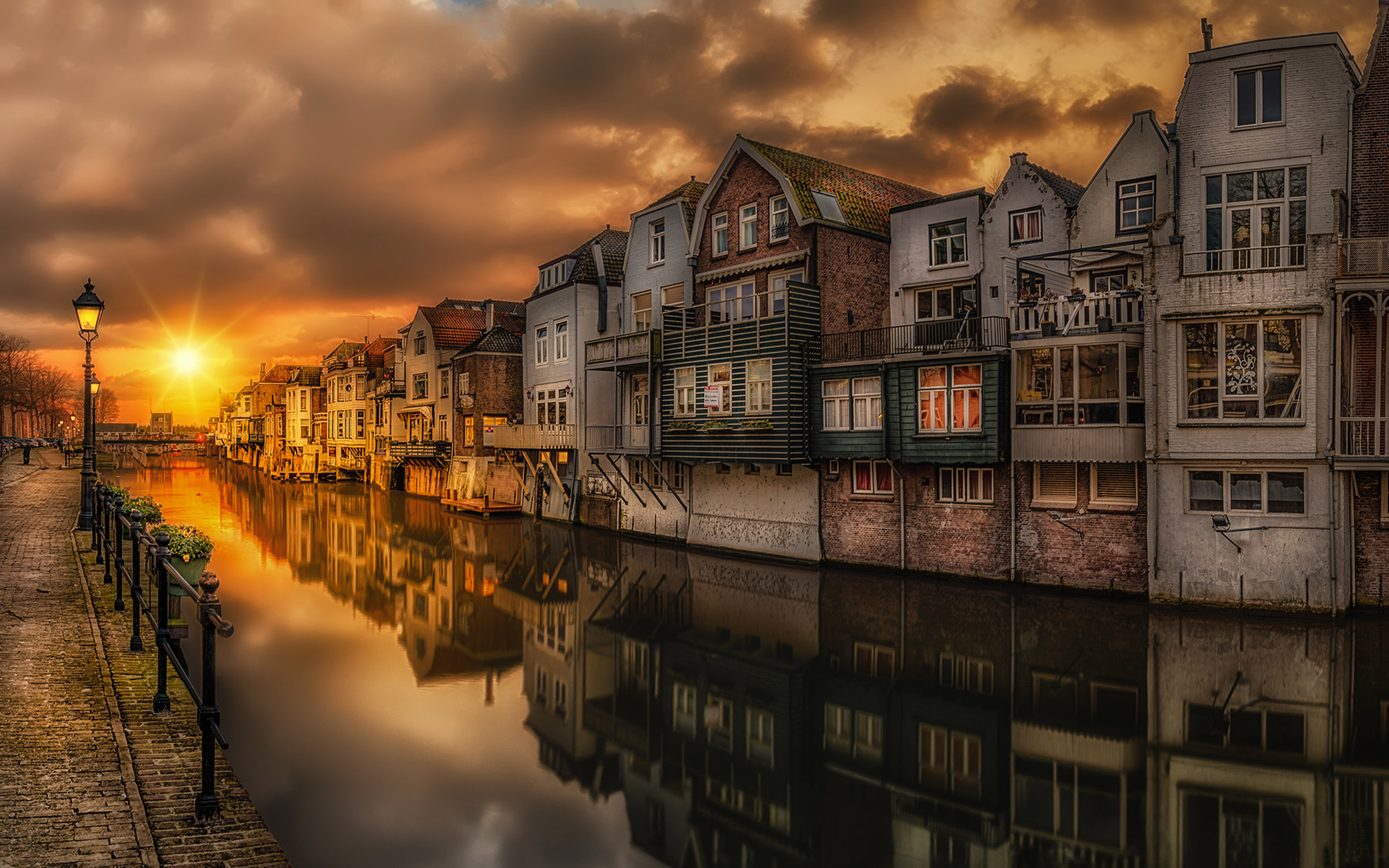 Sunset In Gorinchem Steenenhoek Canal Netherlands Landscape Photography Desktop Wallpaper Hd For