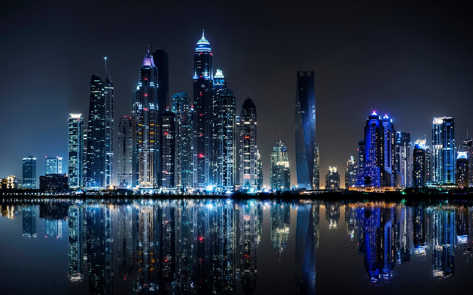 Dubai Night Photo Taken From The Palm Island Jumeirah United Arab