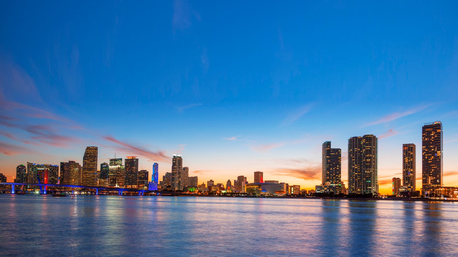 City In Florida Usa Miami At Sunset Panorama 4k Ultra Hd Wallpaper For