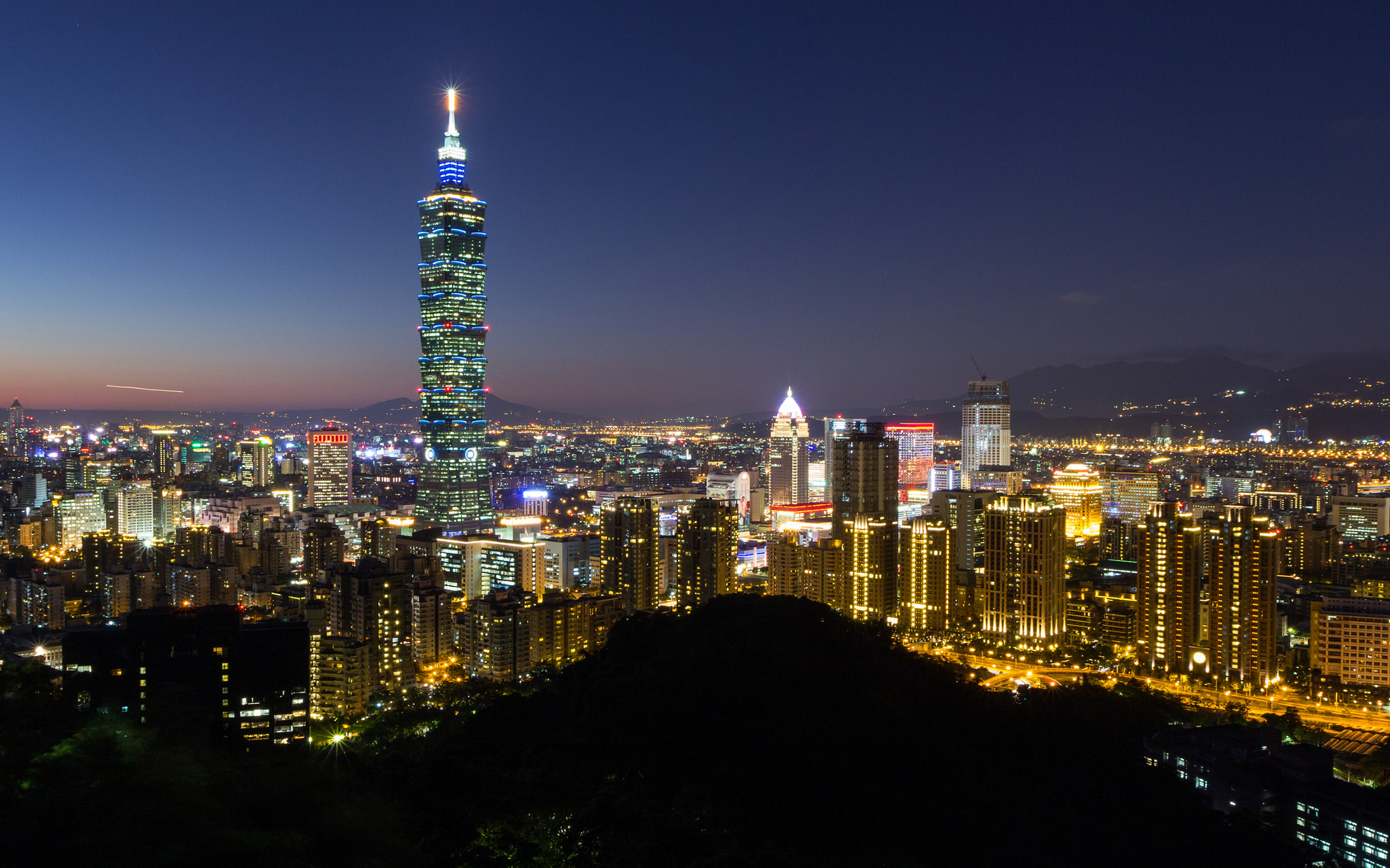 Taipei City Skyline Skyscrapers Buildings Night Photography Taiwan