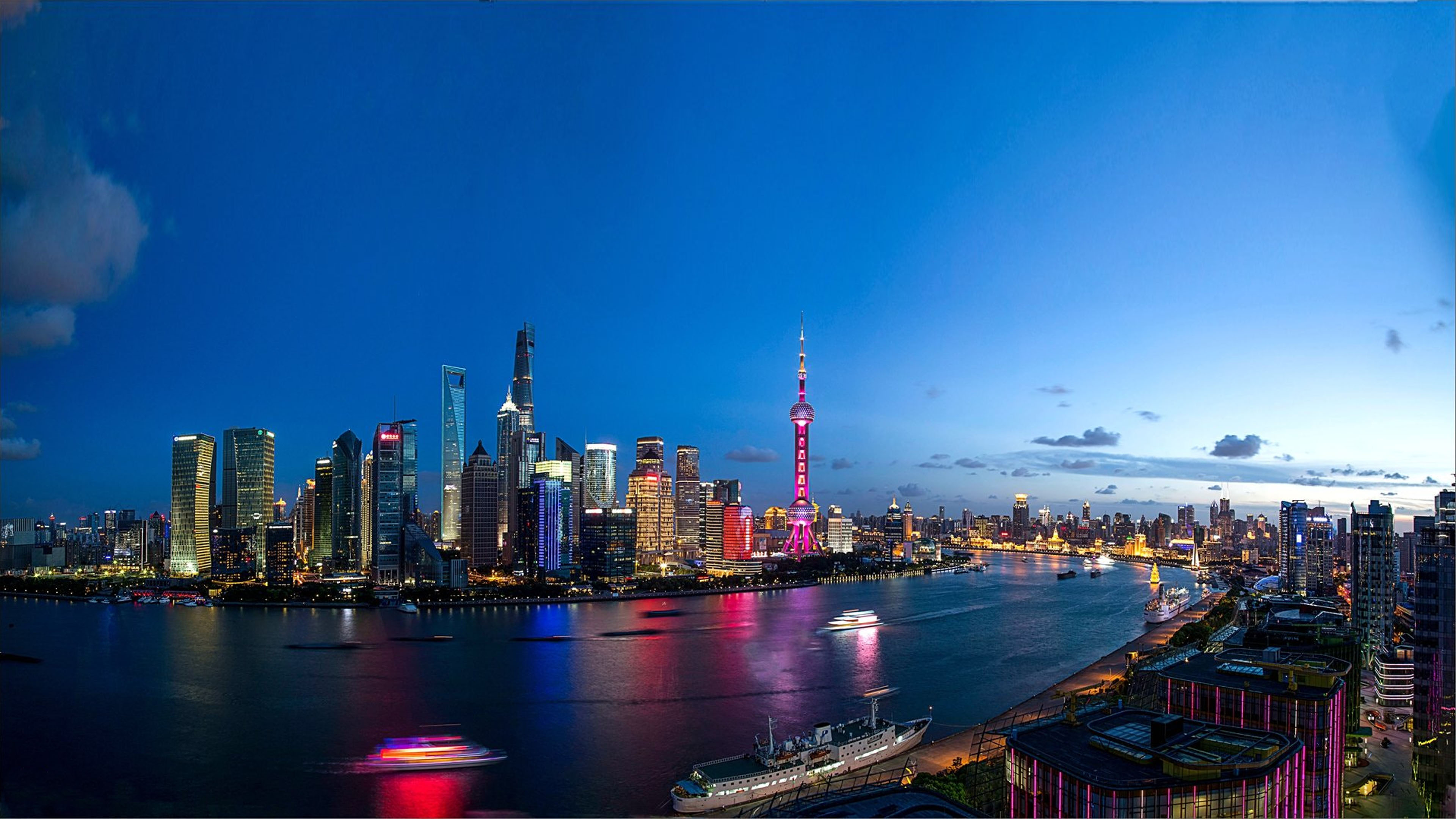 City In China Shanghai Twilight The Last Light Of The Day 4k Ultra Hd
