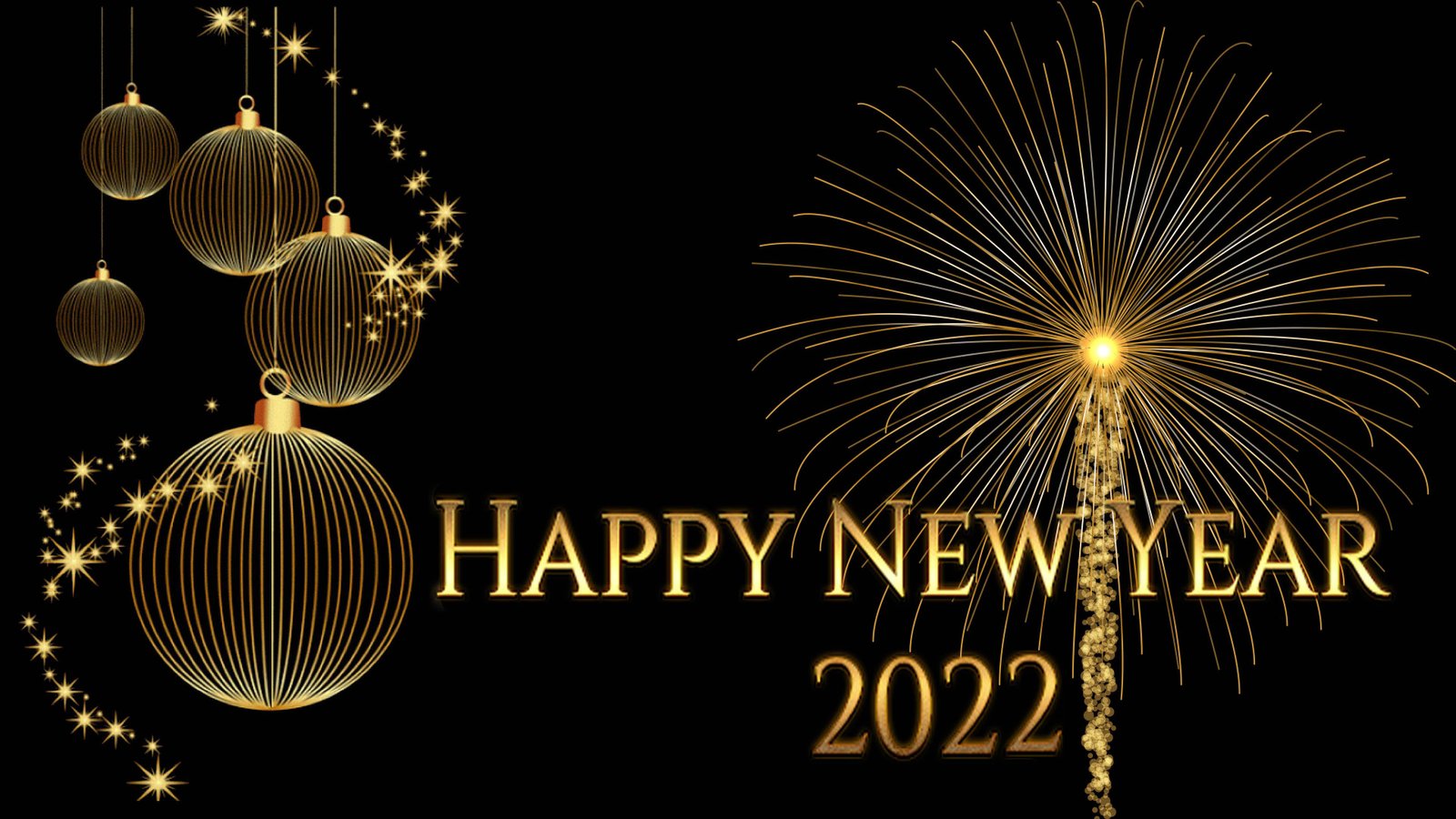 Christmas 2022 Tablets Happy New Year 2022 Gold Fireworks Christmas Bulbs Greetings Card For Or  Mobile Phones Tablet And Pc 3840X2160 : Wallpapers13.Com