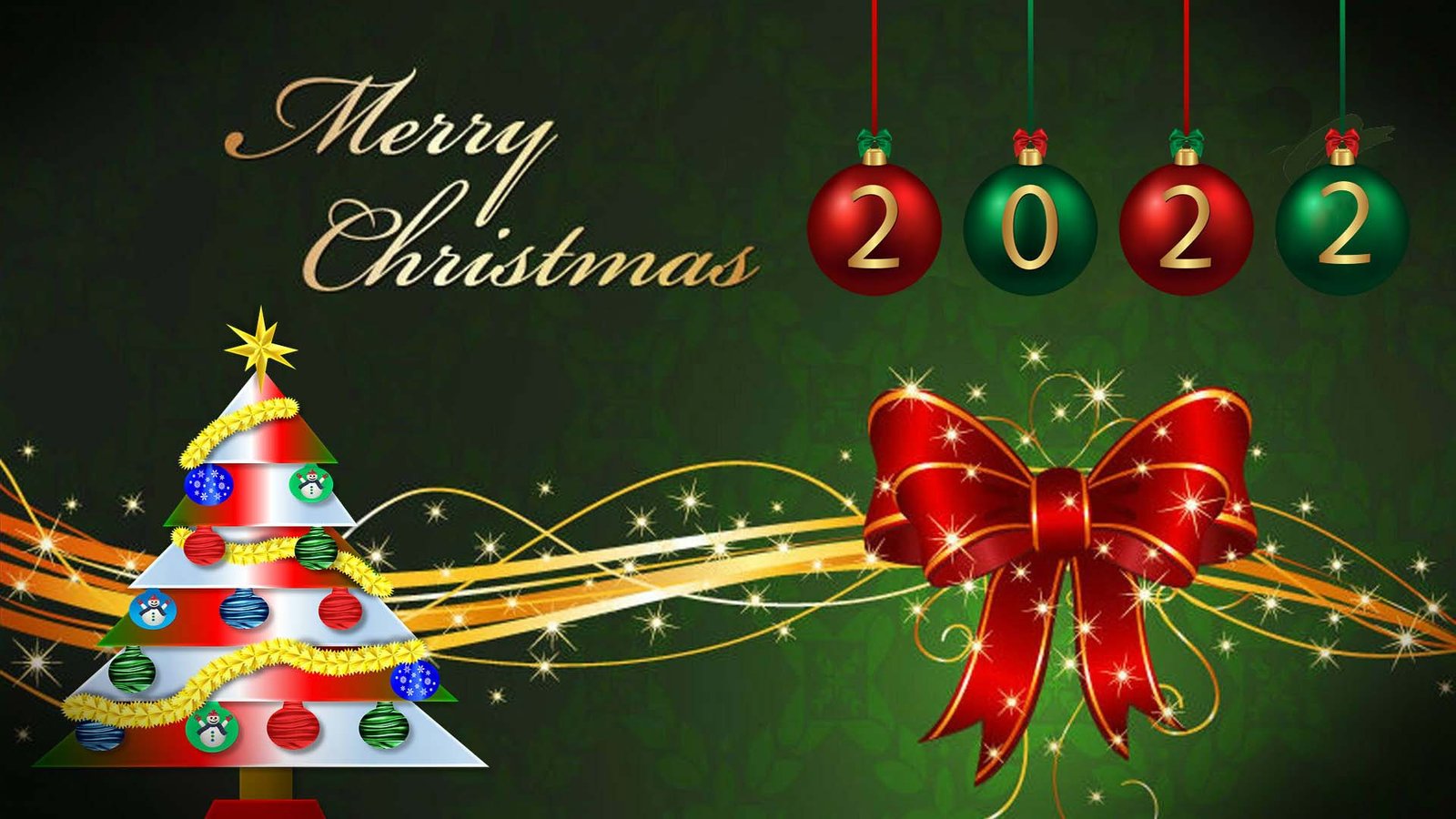 Christmas 2022 Themes Merry Christmas 2022 Decorative Holiday Background : Wallpapers13.Com