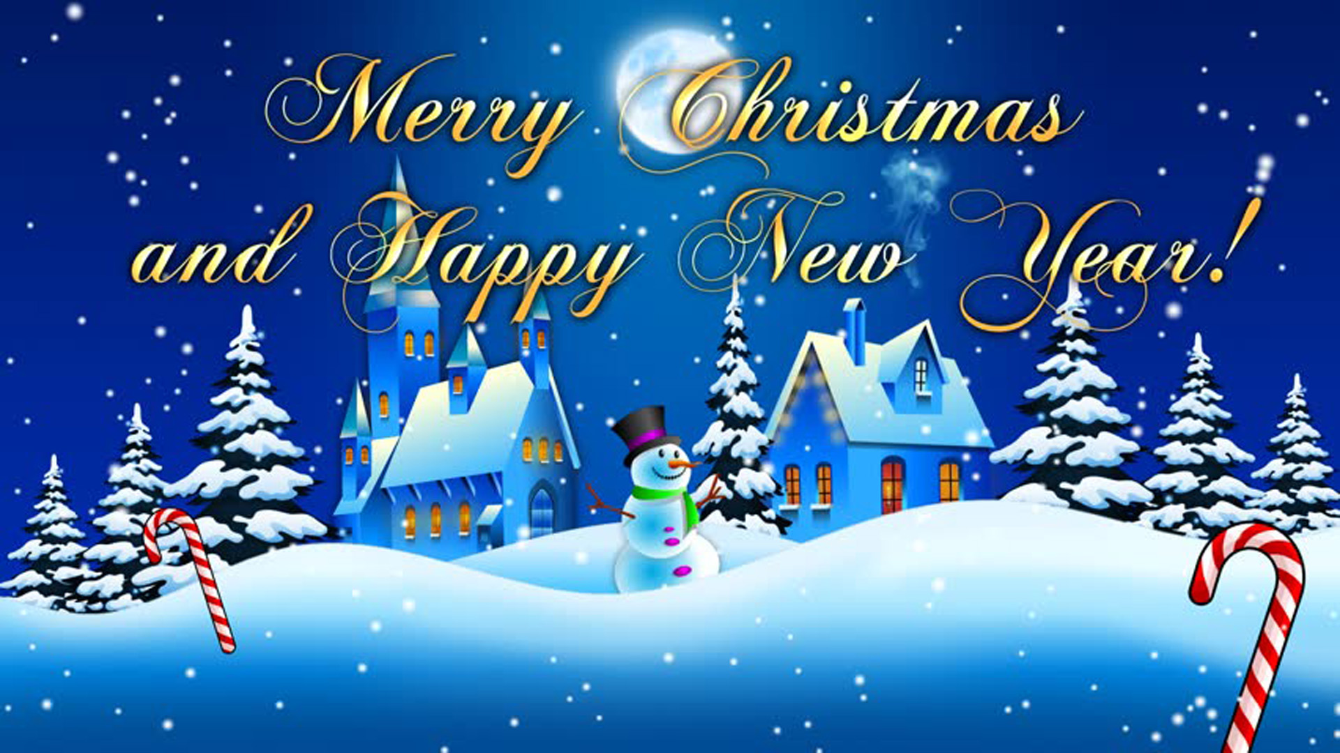 Christmas Night Merry Christmas And Happy New Year Greetings Card And Wishes  : 