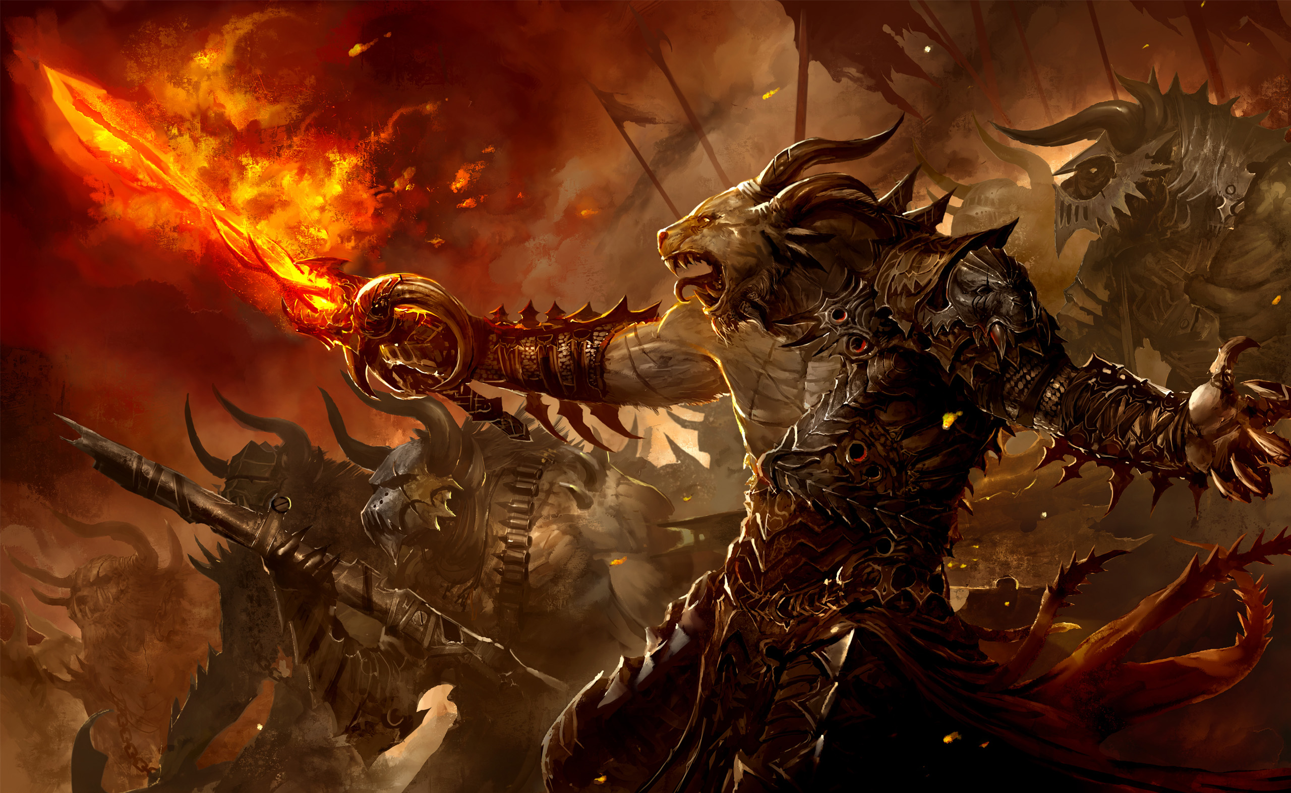 Guild Wars Fantasy Creatures Monsters Demons Weapons Sword Spear Magic