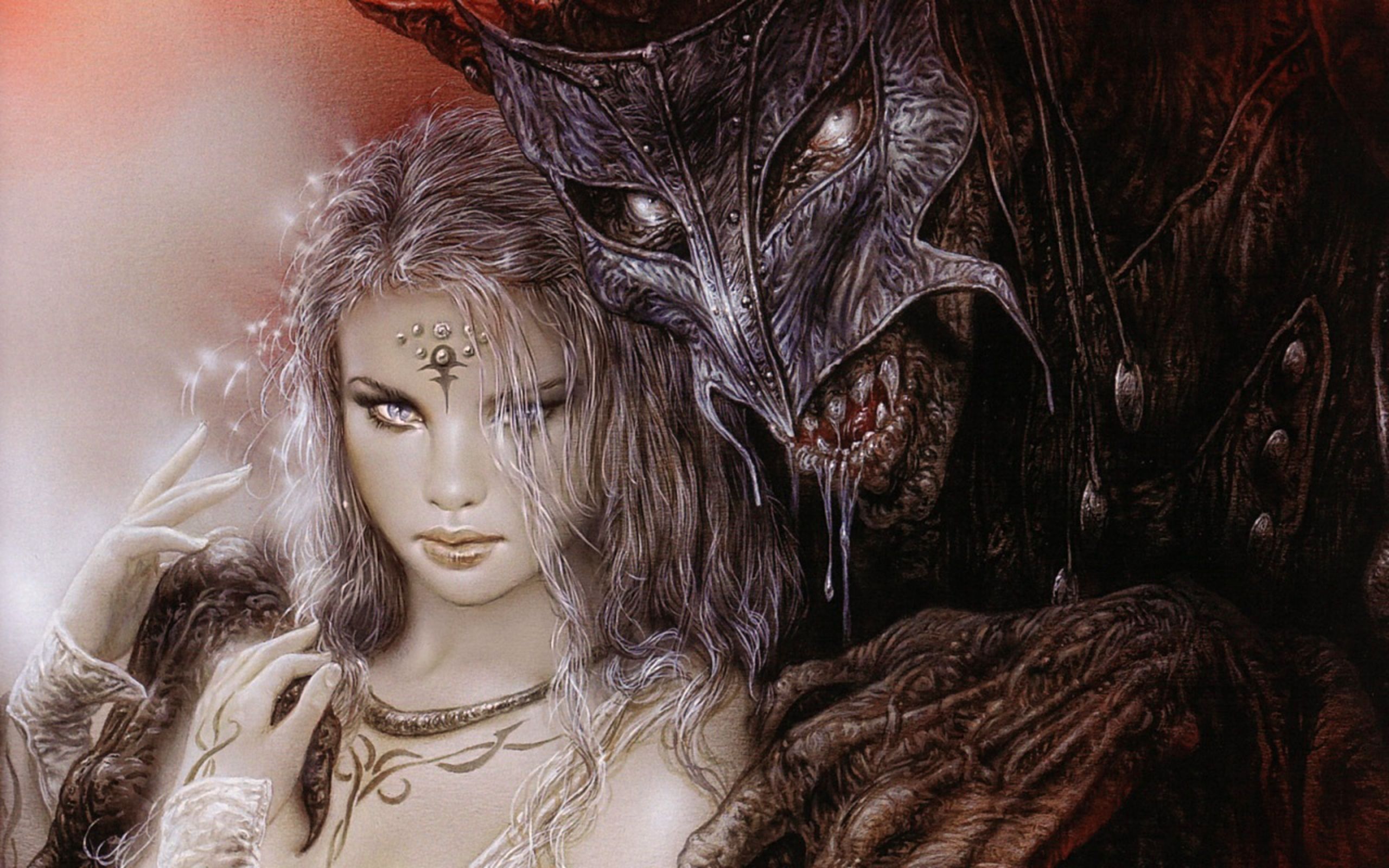 Luis Royo Fantasy Dark Horror Demon Women Art Mask Monster