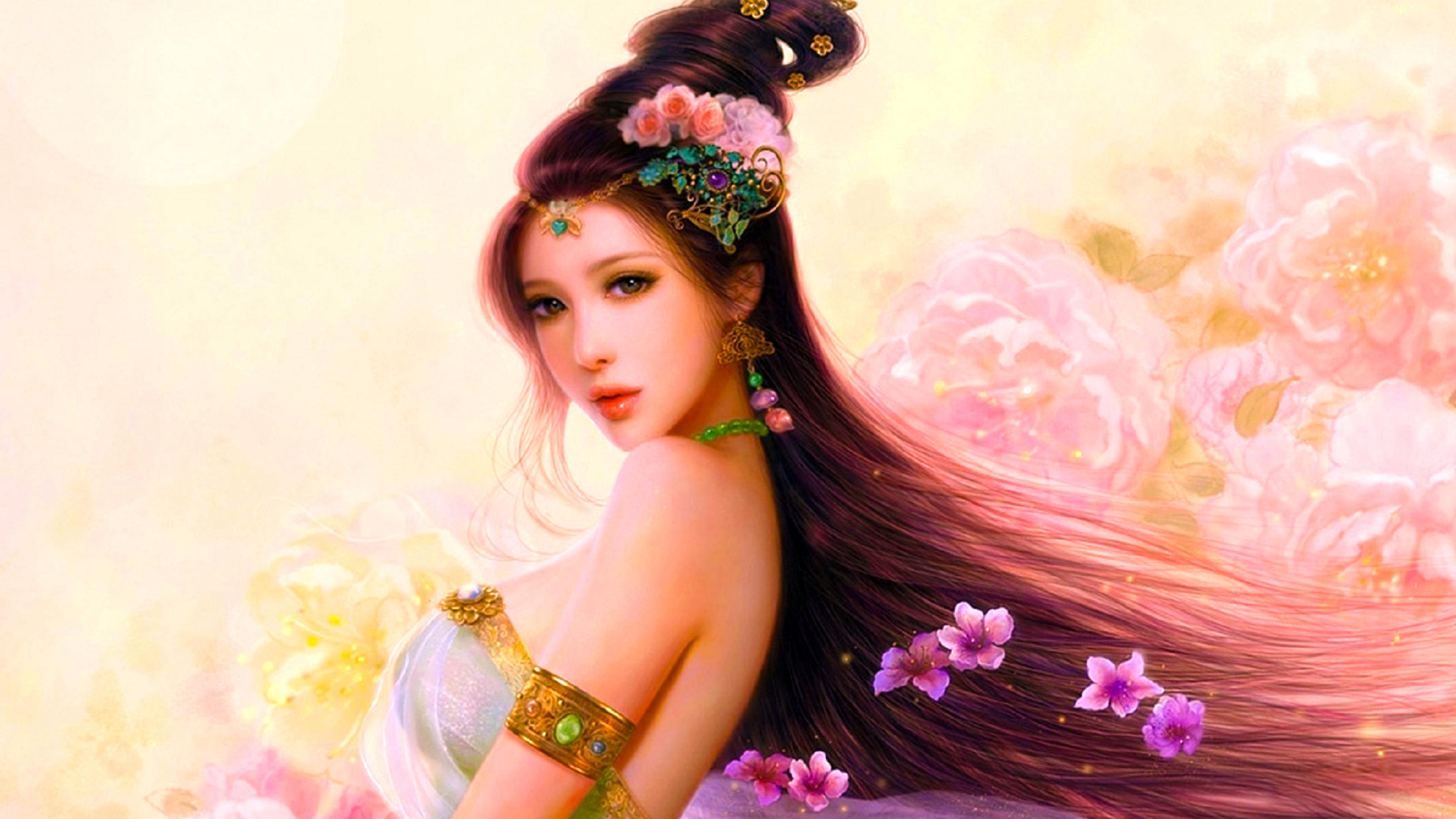 Pastel Beauty Art Cg Woman Asian Girl Ultra 3840x2160 Hd Wallpaper