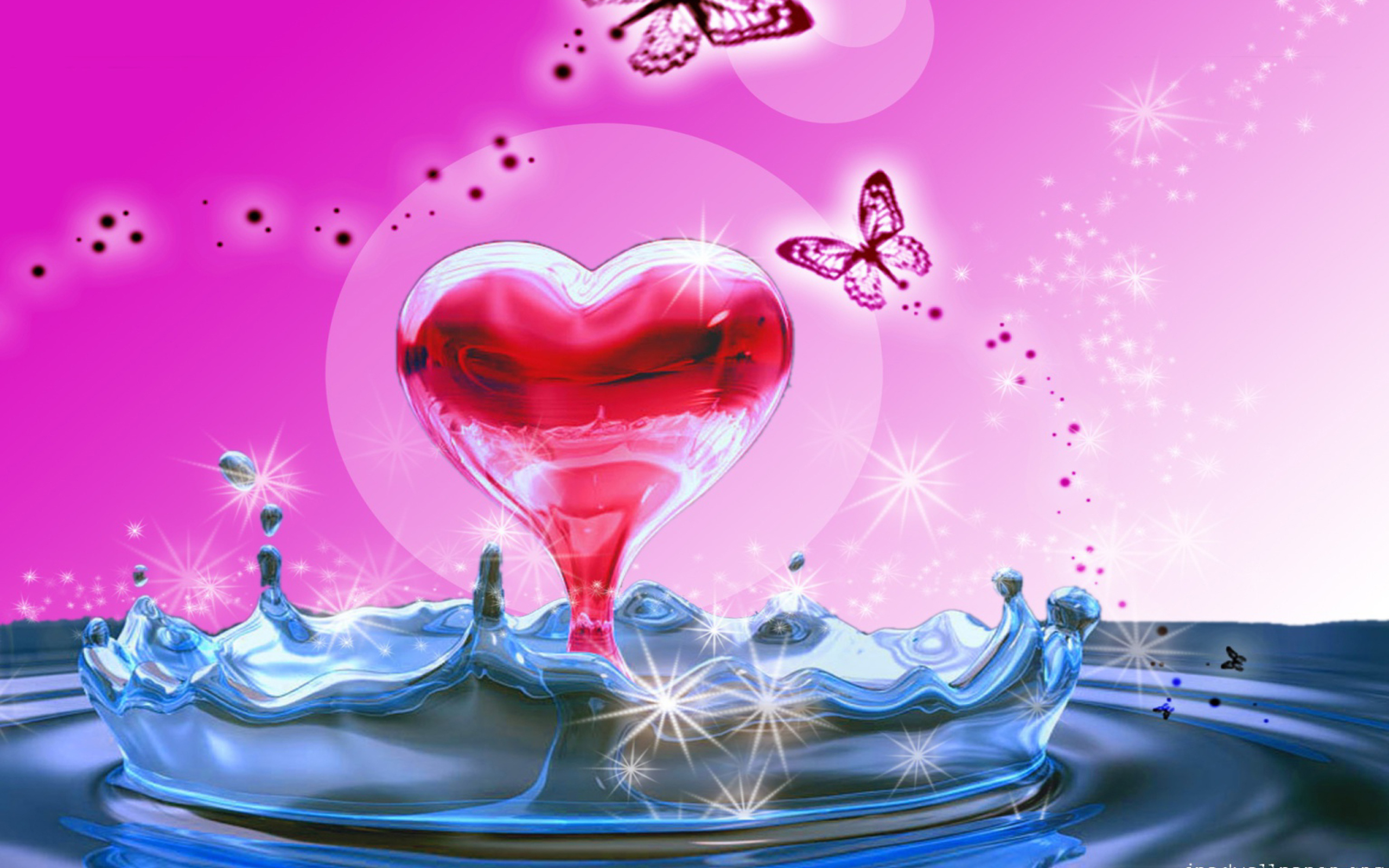 3d Heart In Water Wide : 