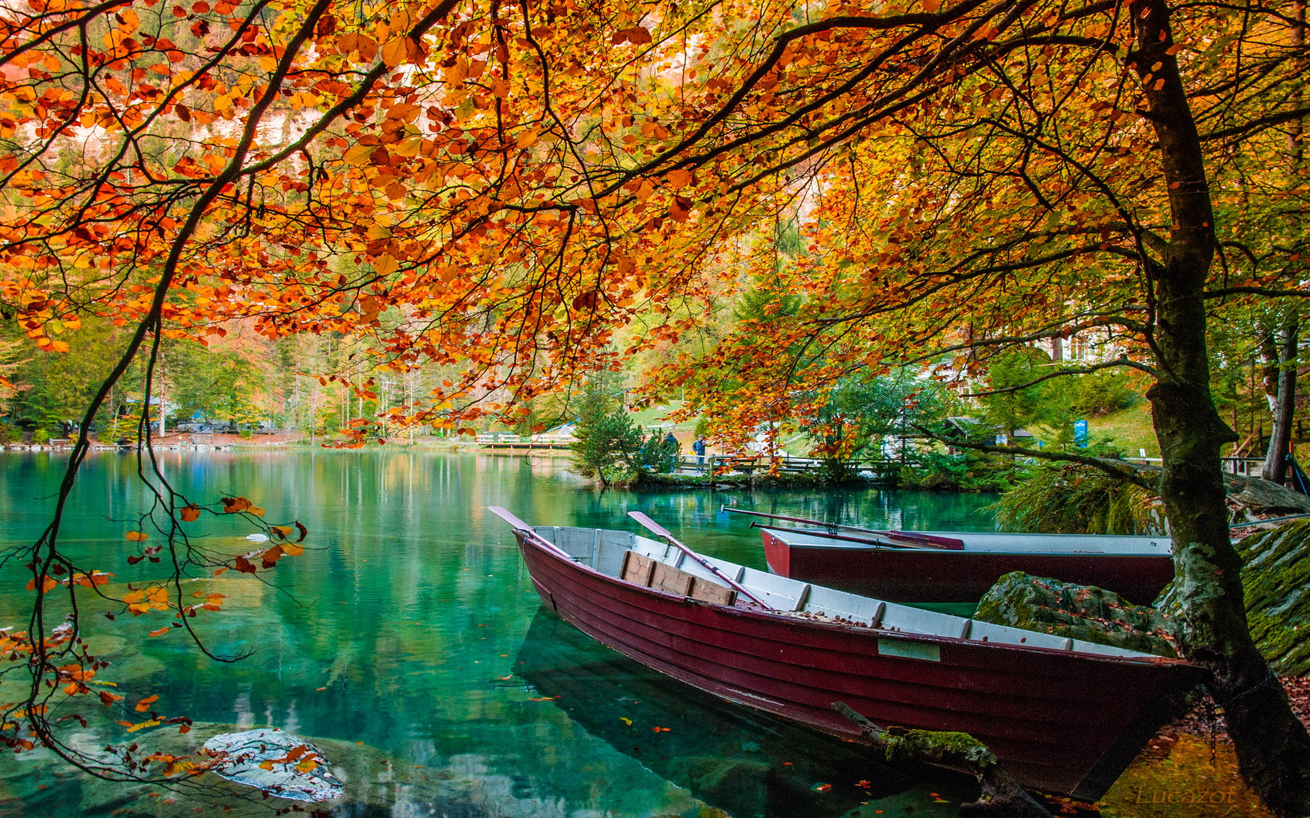 Autumn Lake Beautiful Turquoise Water Trees Hd Wallpaper 73142