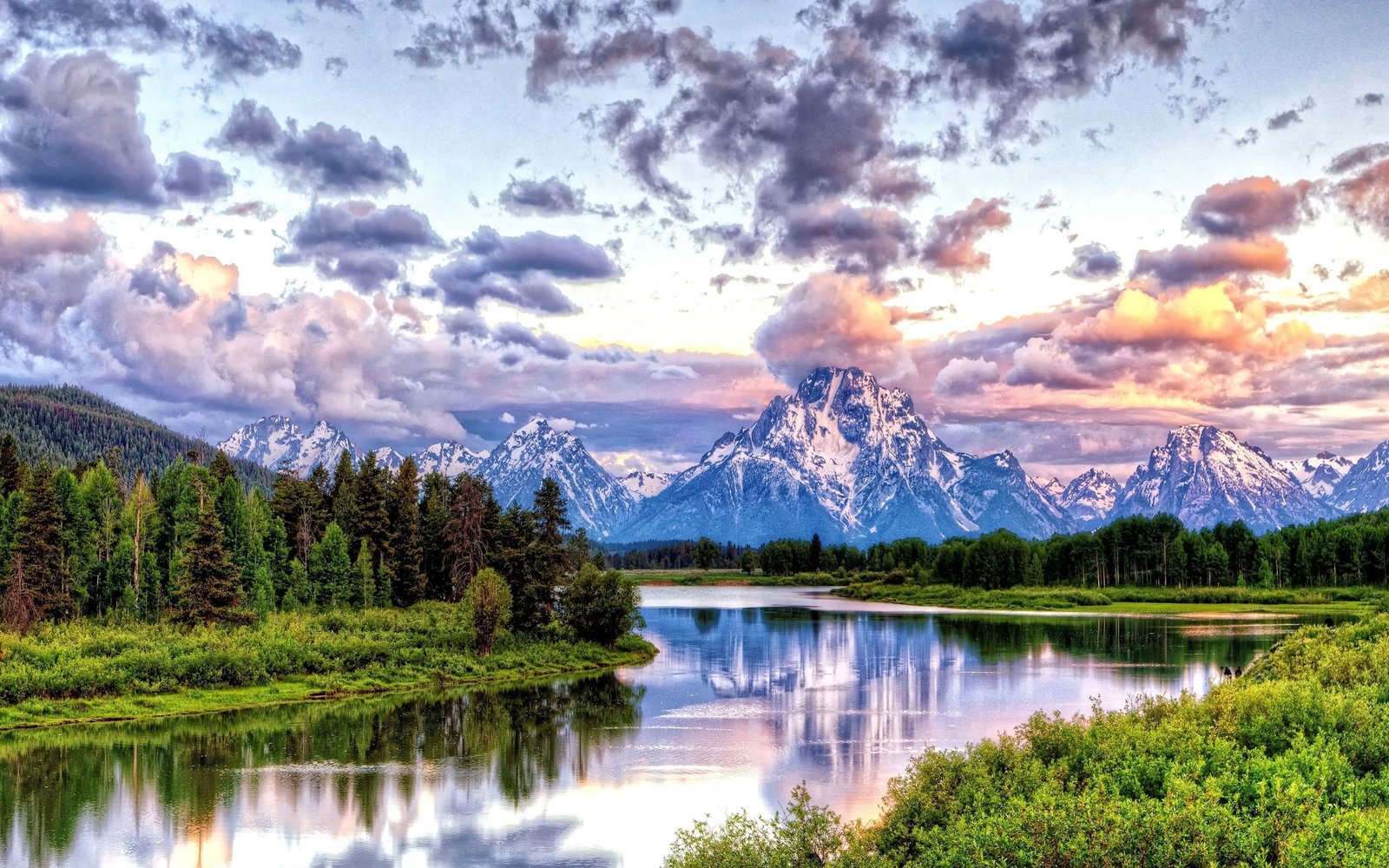 Oxbow Bend Grand Teton National Park Hdr Mountains River Sunset Sunrise