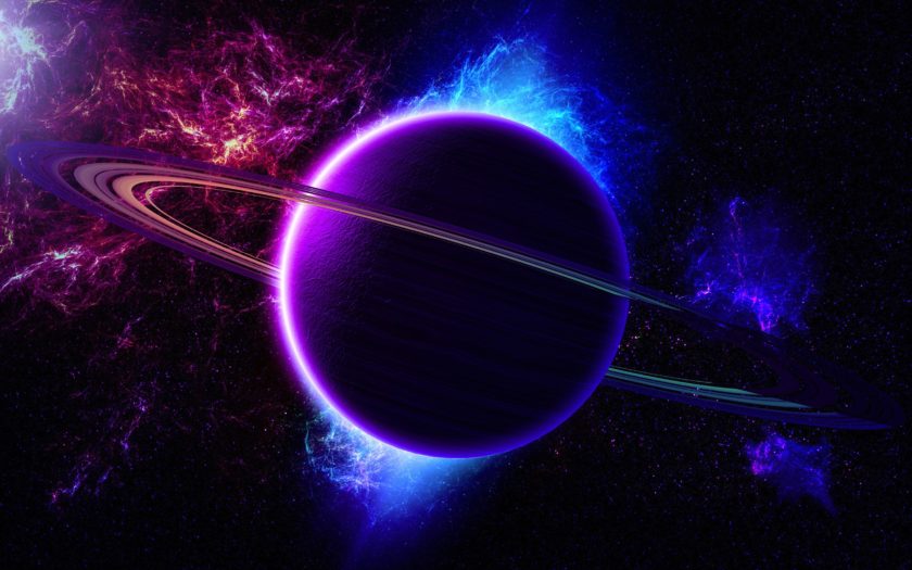 Universe Nebula Planet Ring Light Purple Blue Color 2560×1600 :  