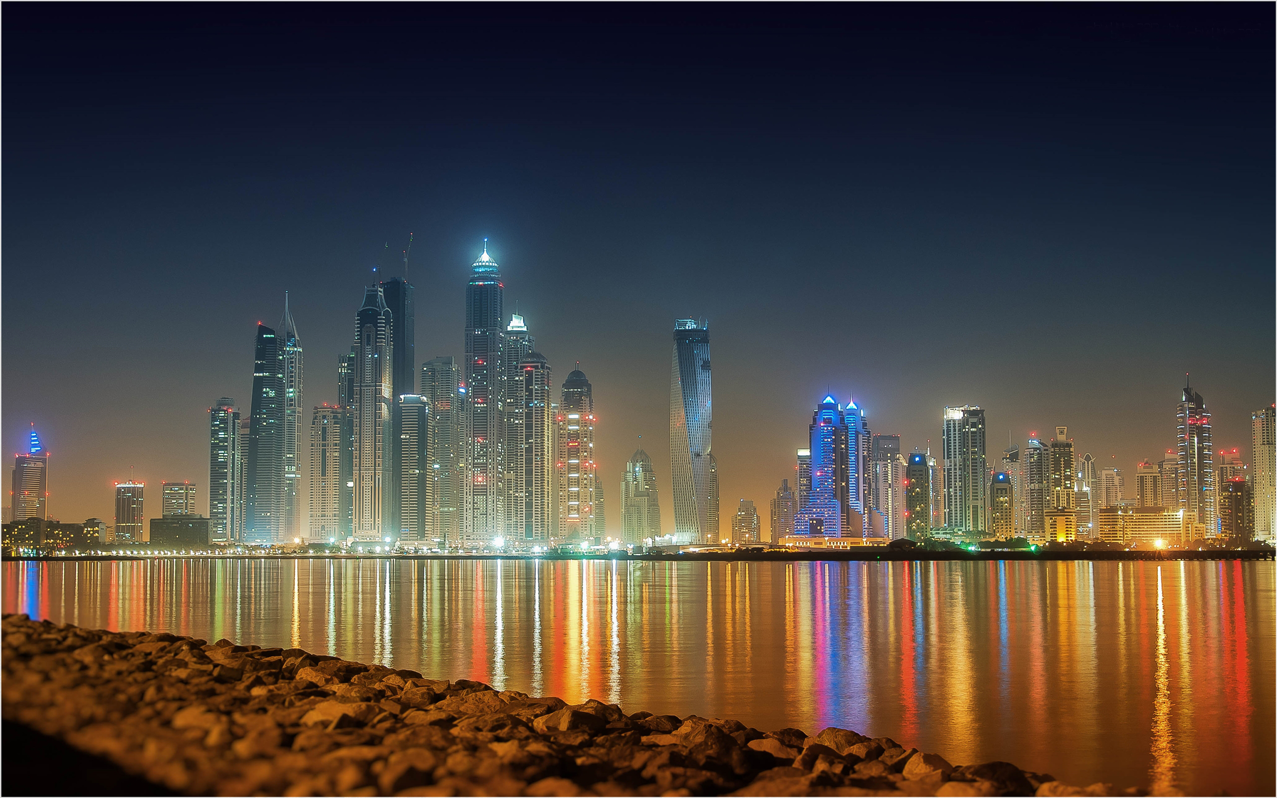 Dubai Skyline Reflection At Night Hd Wallpapers high ...