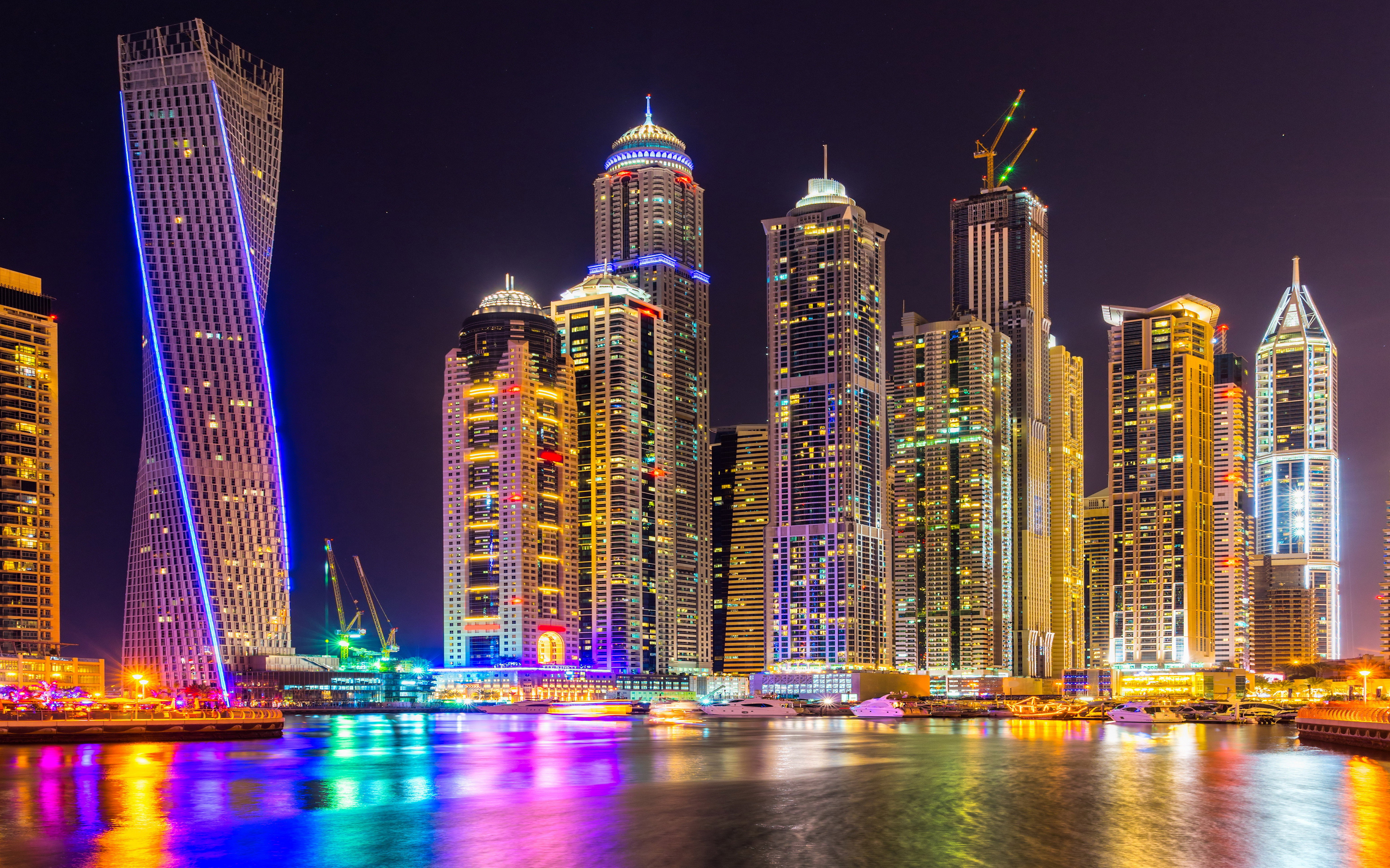 Dubai-city of skyscrapers, tall buildings, night light ...