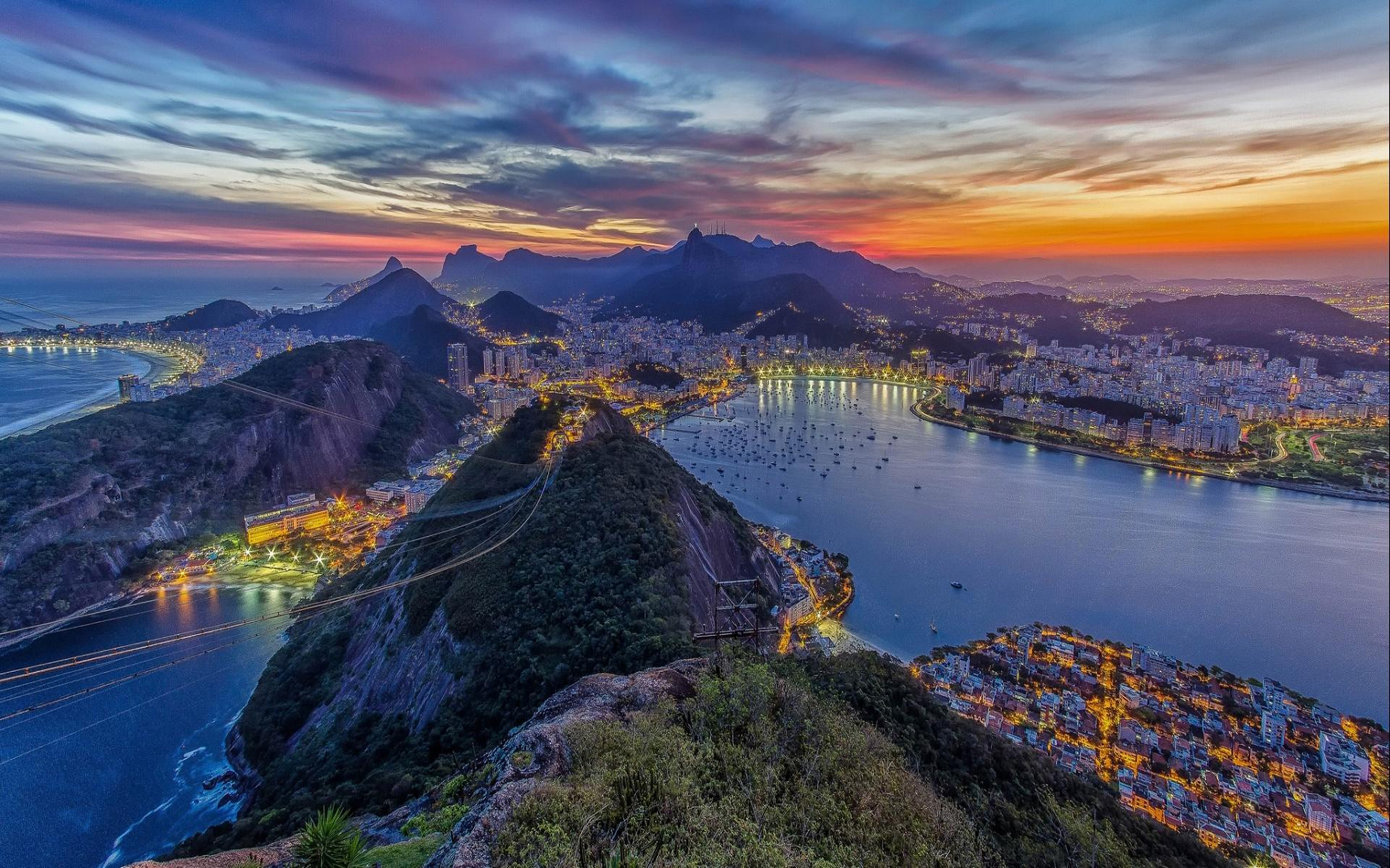 Rio de Janeiro Twilight Sunset Brazil South America Ultra HD Wallpapers