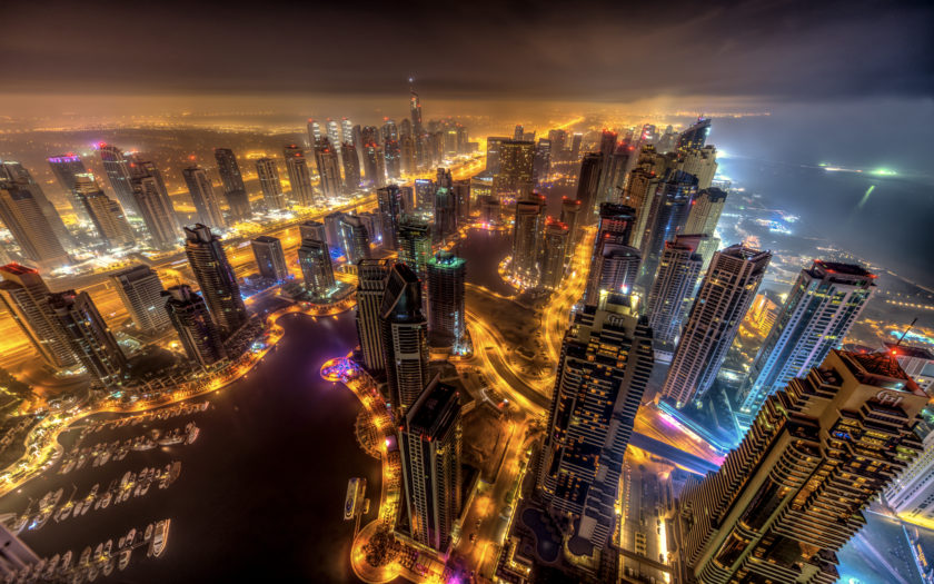 Dubai Fantastic Hd Wallpaper Night Lighting Streets, Roads, Skyscrapers Wallpaper  Hd : 
