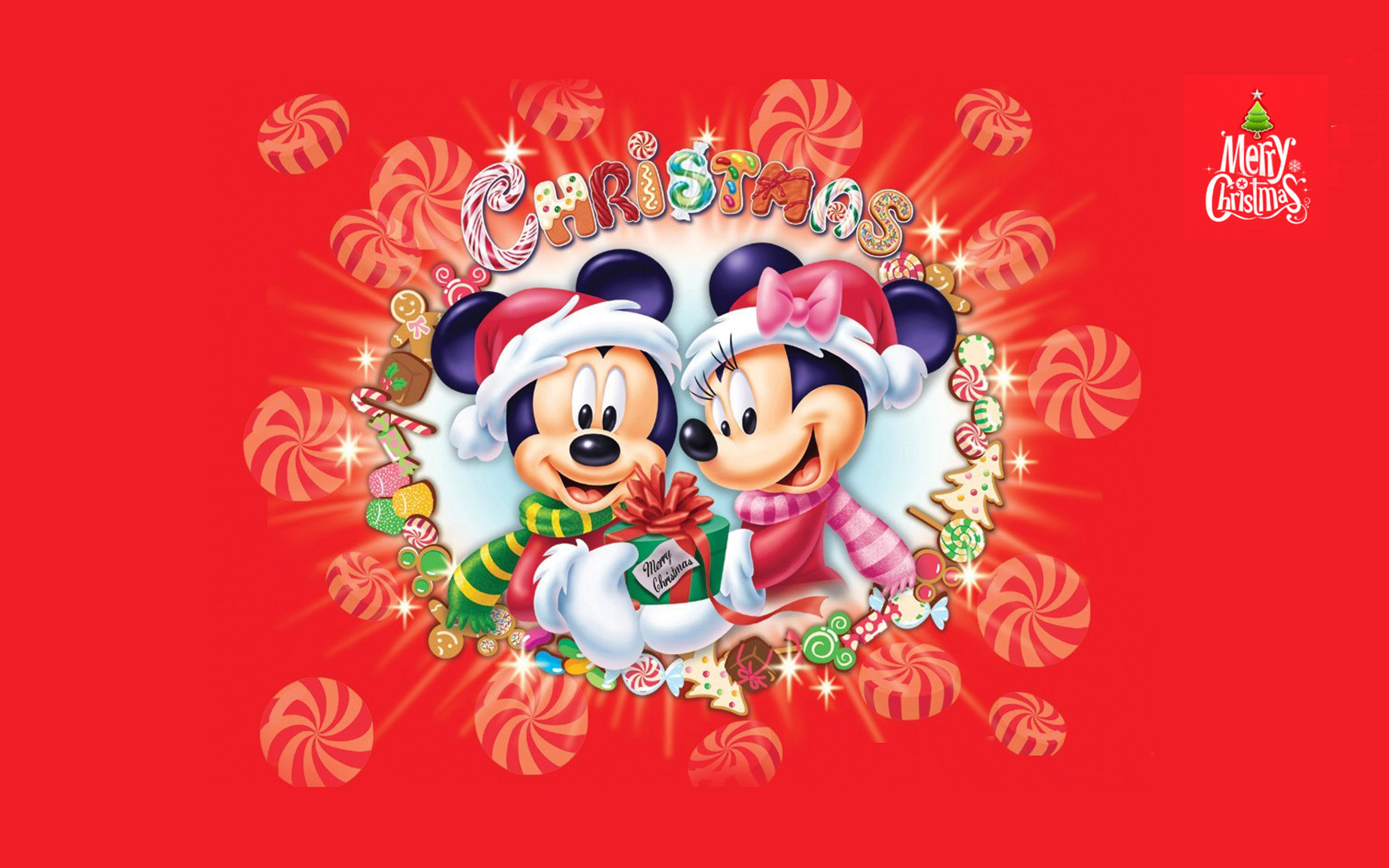 Mickey And Minnie Merry Christmas Disney Hd Wallpaper Widescreen Free Download 2560x1600 Wallpapers13 Com