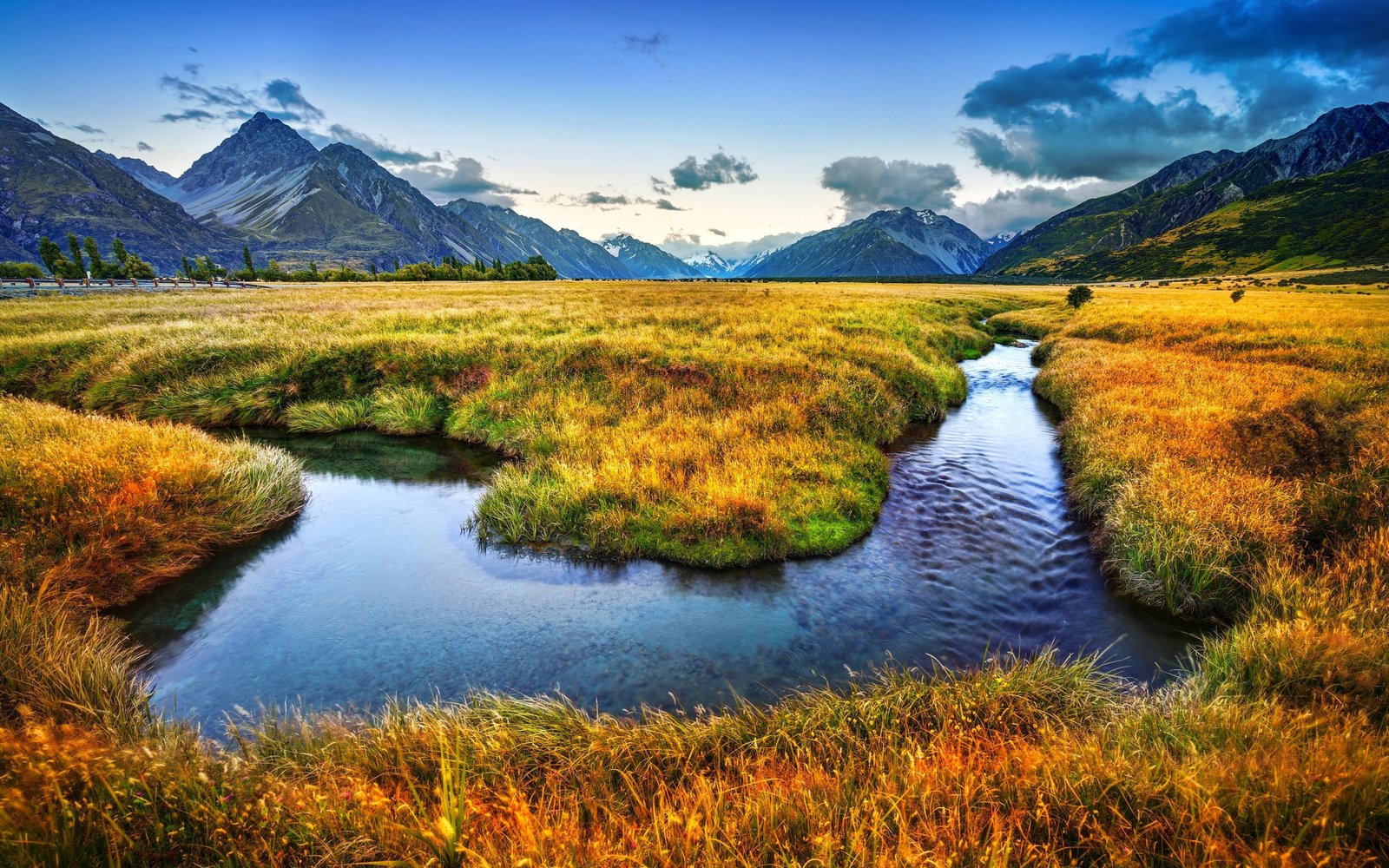 Beautiful Wallpaper Hd Mountains With Snow Field Of Yellowed Grass