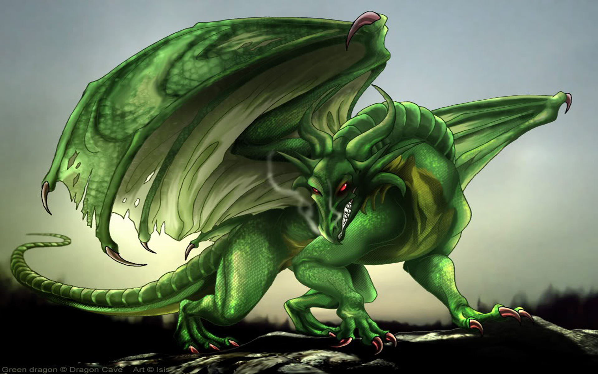 Green Dragon Fantasy Digital Art Hd Desktop Wallpaper : Wallpapers13.com